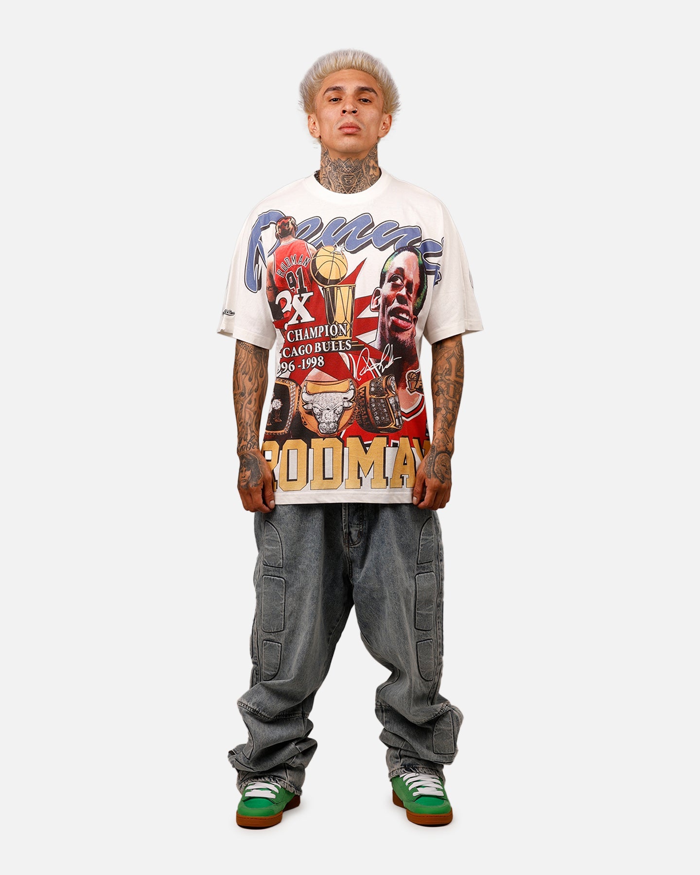 Mitchell & Ness Chicago Bulls Dennis Rodman Rings T-Shirt Vintage White