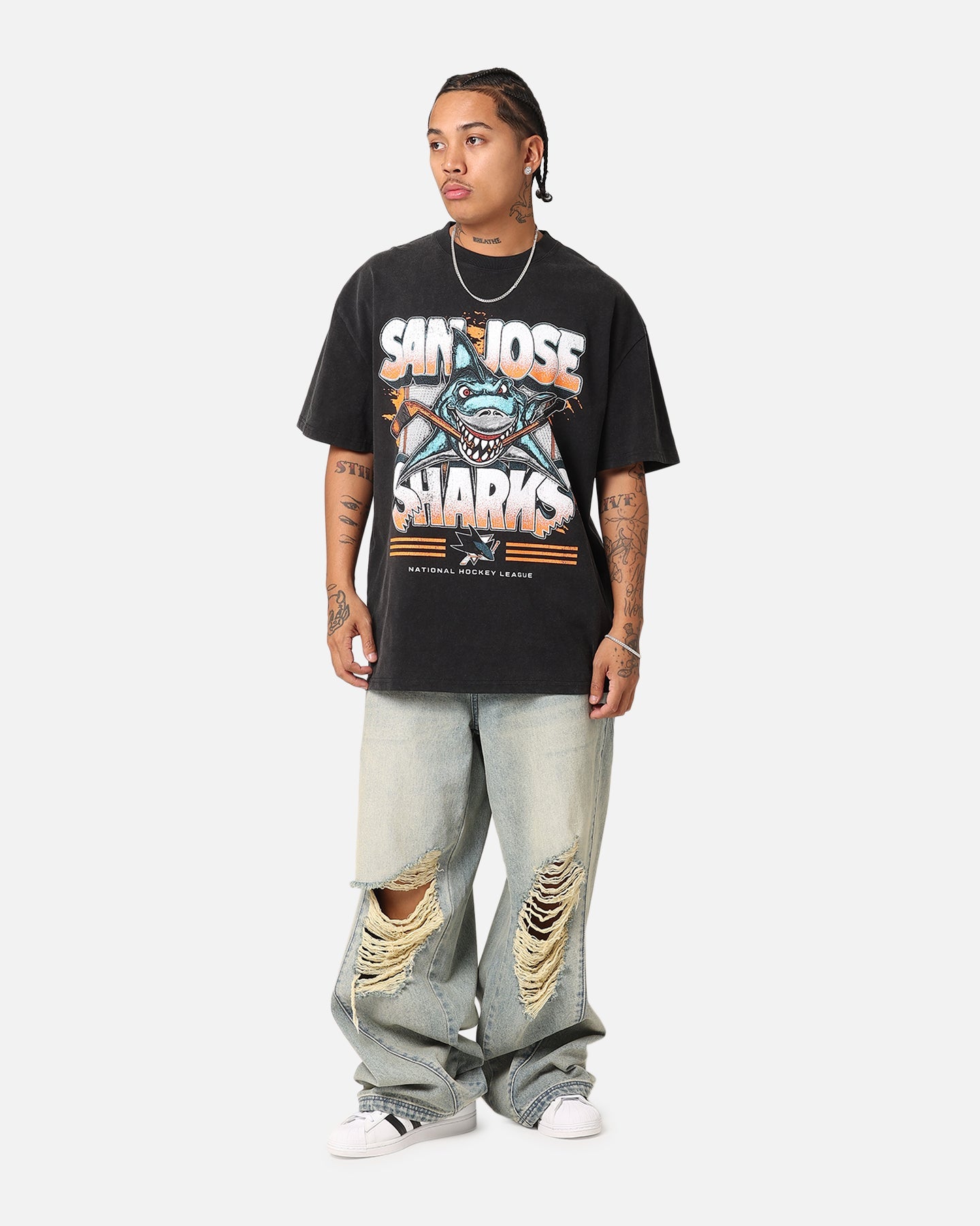 Culture Kings San Jose Sharks Shark Attack Heavy T-Shirt Vintage Black