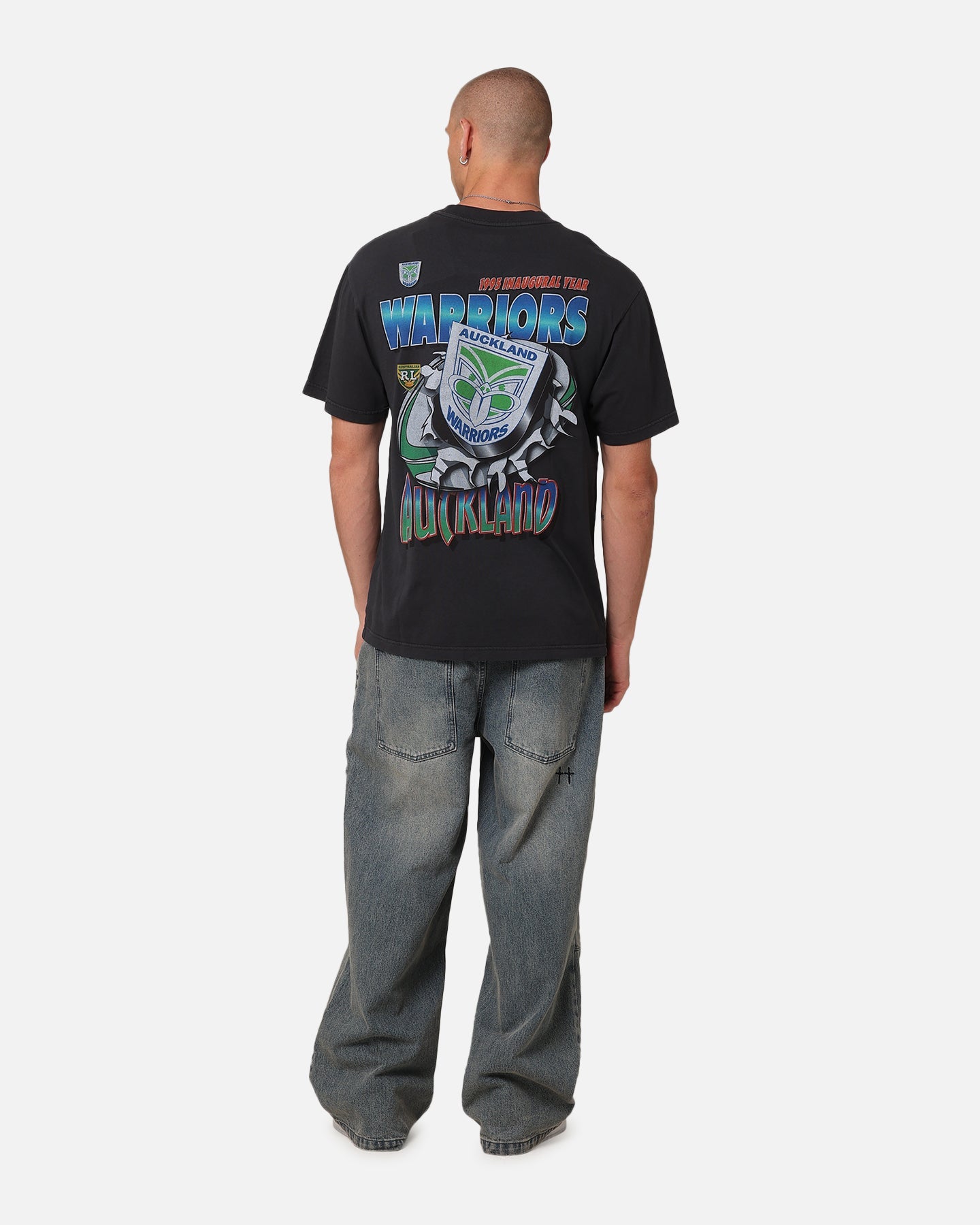 Mitchell & Ness New Zealand Warriors Ball Busting T-Shirt Overdyed Black