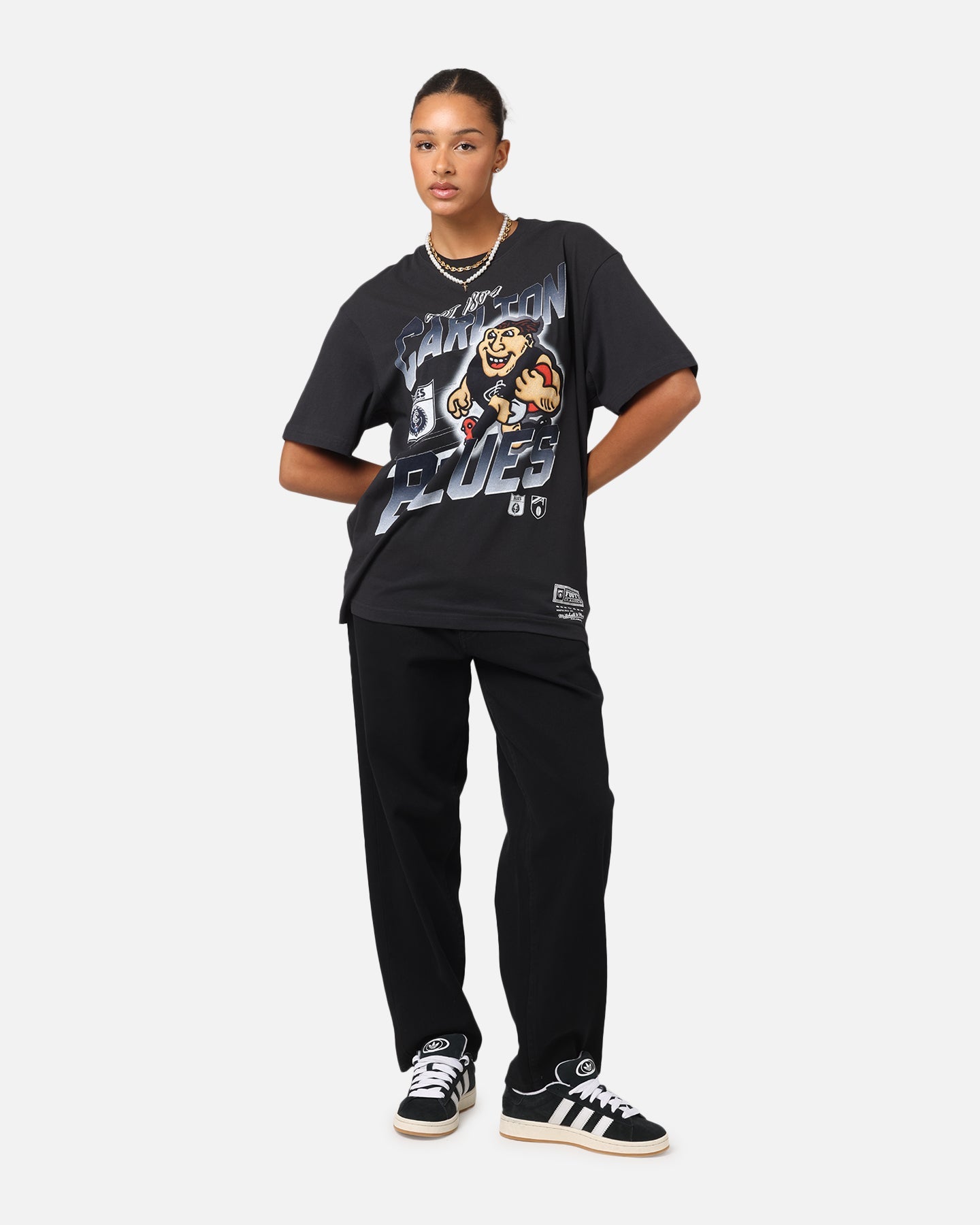 Mitchell & Ness Carlton Blues Mascot Character T-Shirt Faded Black Style001