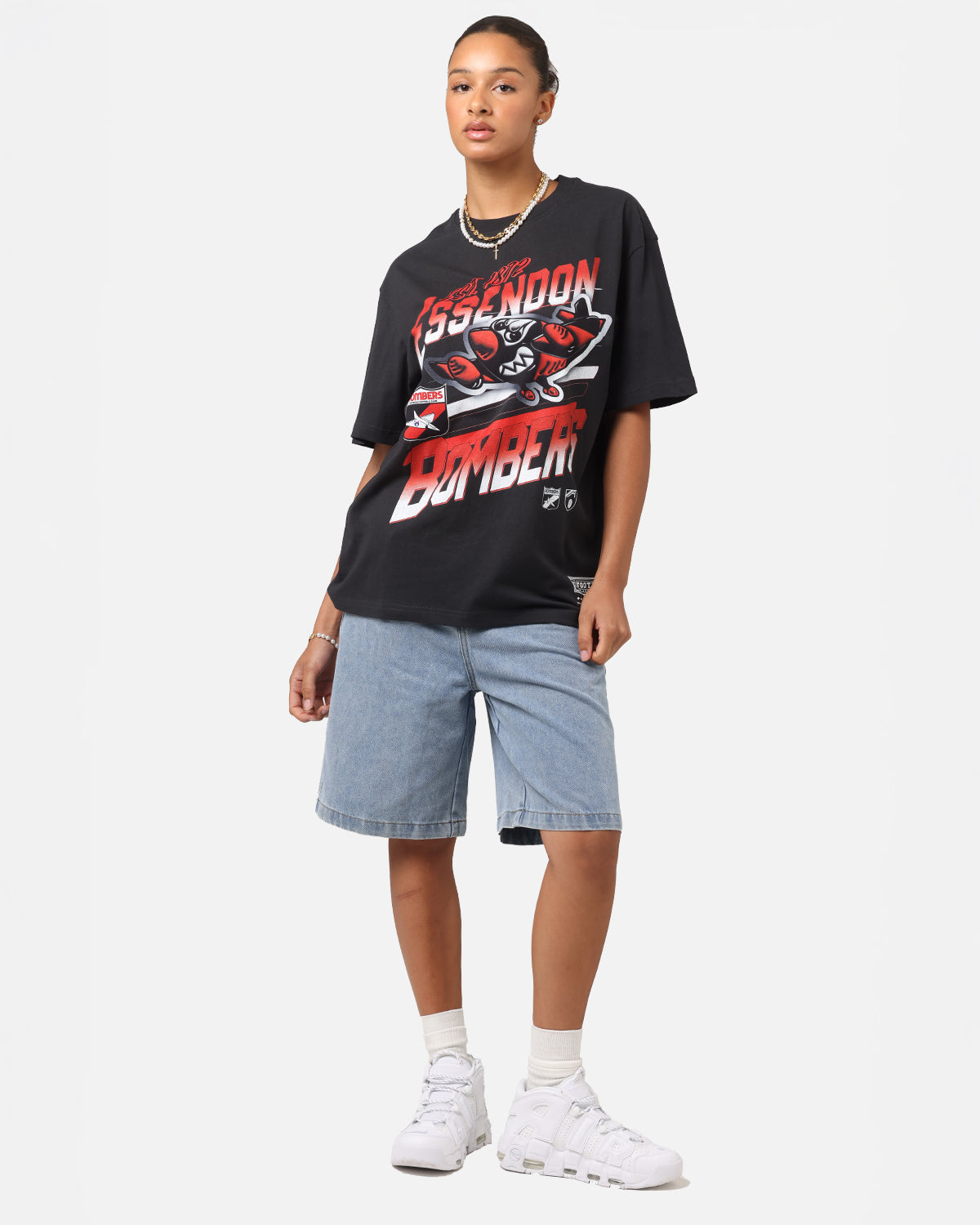 Mitchell & Ness Essendon Bombers Mascot Character T-Shirt Faded Black Style001
