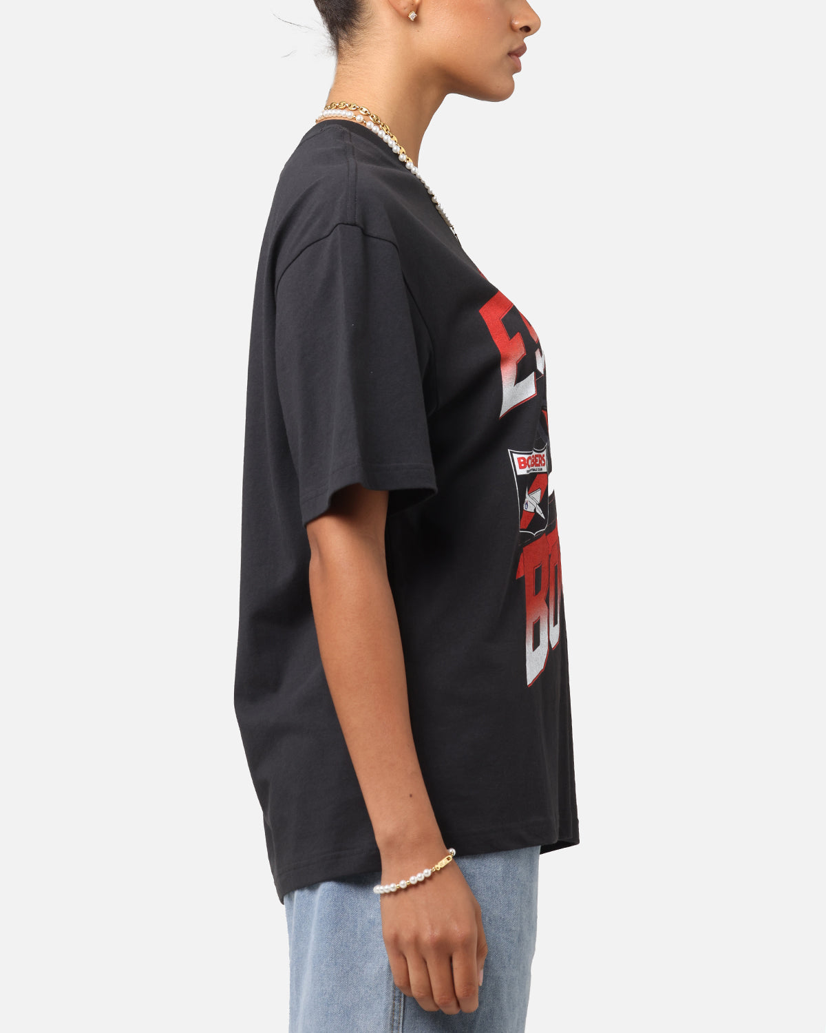 Mitchell & Ness Essendon Bombers Mascot Character T-Shirt Faded Black Style001
