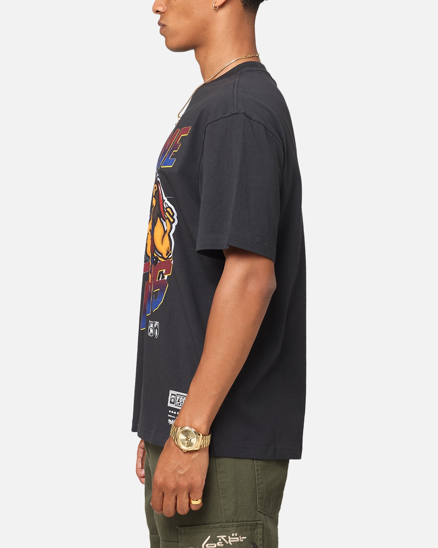 Mitchell & Ness Brisbane Lions Mascot Character T-Shirt Faded Black