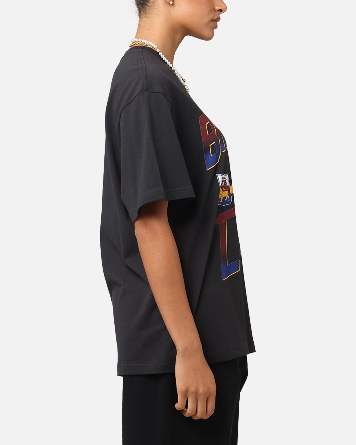 Mitchell & Ness Brisbane Lions Mascot Character T-Shirt Faded Black Style001