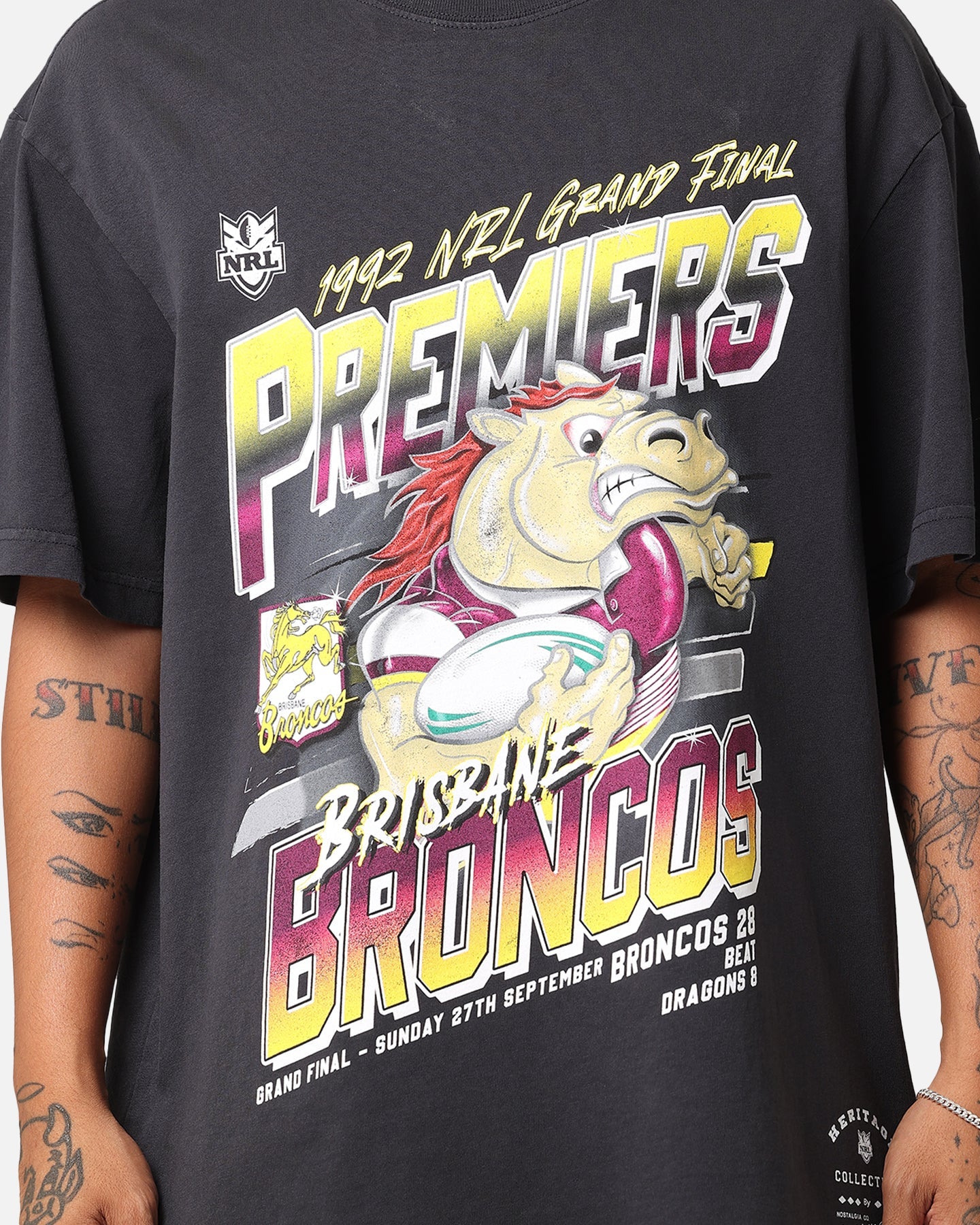 Mitchell & Ness Brisbane Broncos 1992 Grand Final T-Shirt Faded Black Style001