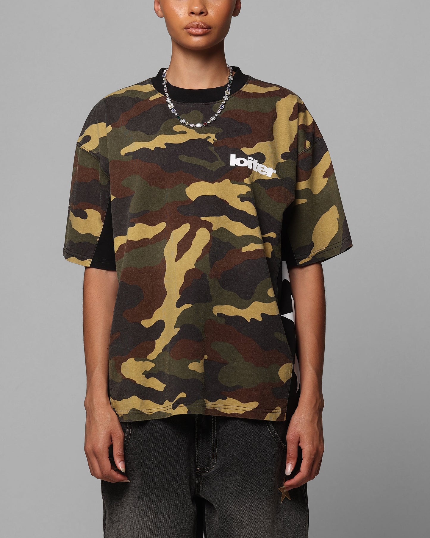 Loiter Star Child T-Shirt Woodland Camo Style001