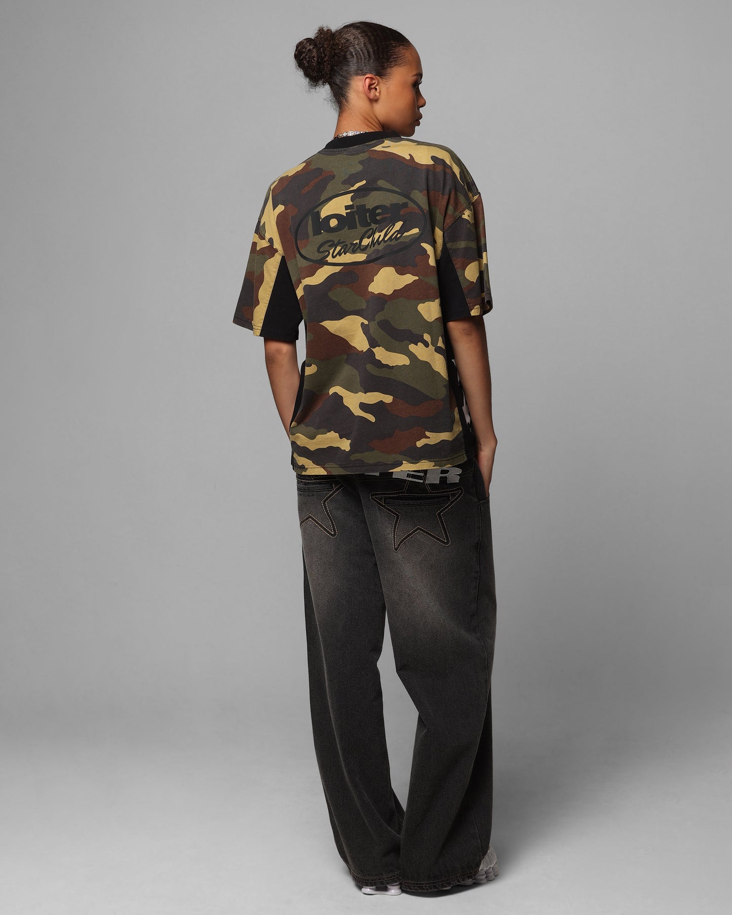 Loiter Star Child T-Shirt Woodland Camo Style001