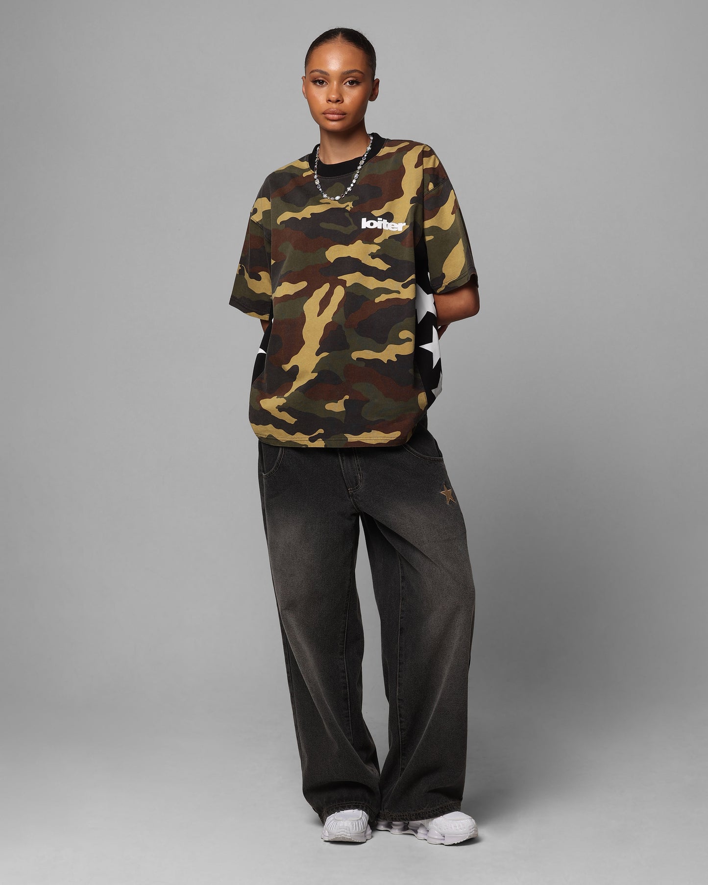 Loiter Star Child T-Shirt Woodland Camo Style001