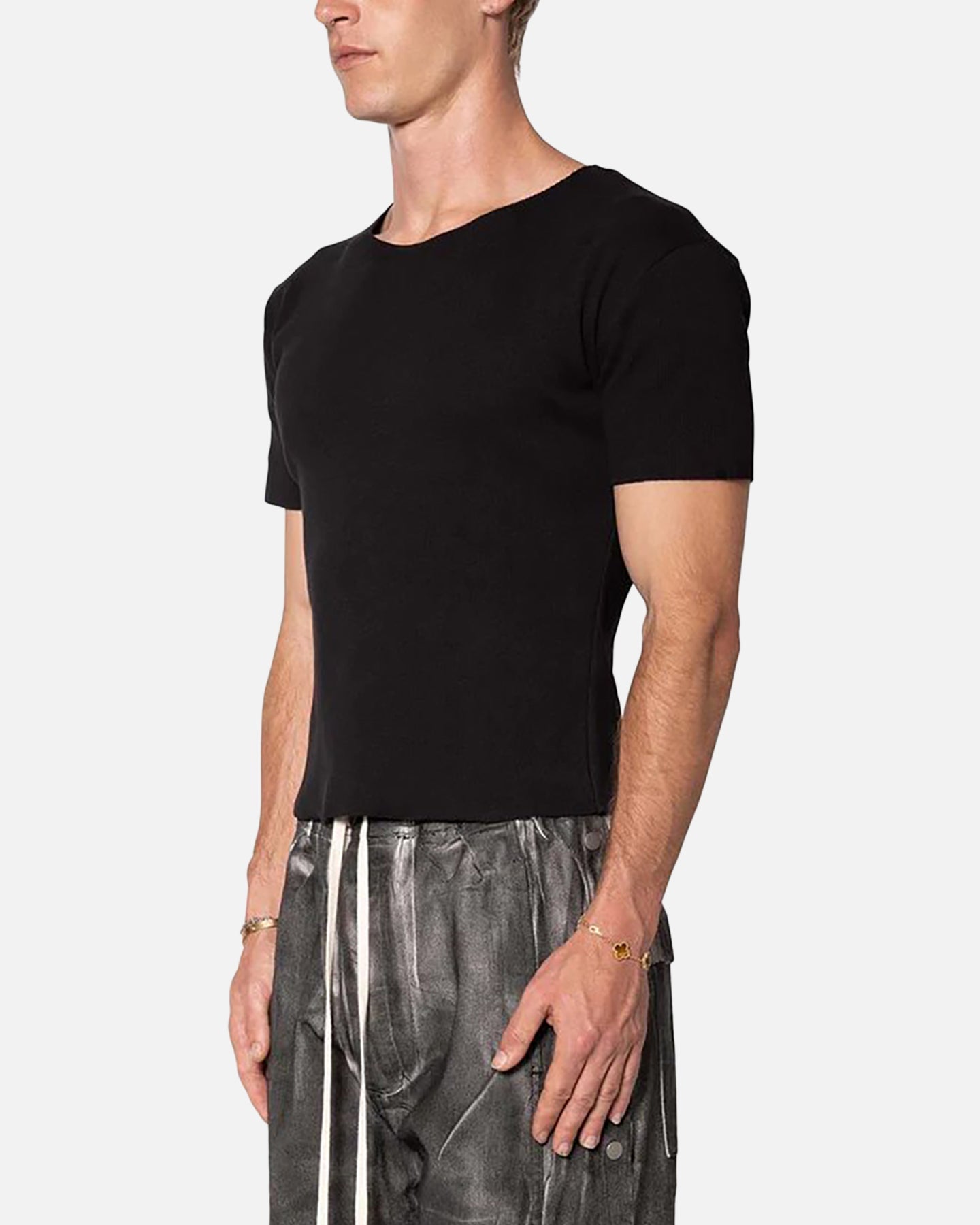 MNML Fitted Ribbed T-Shirt Black