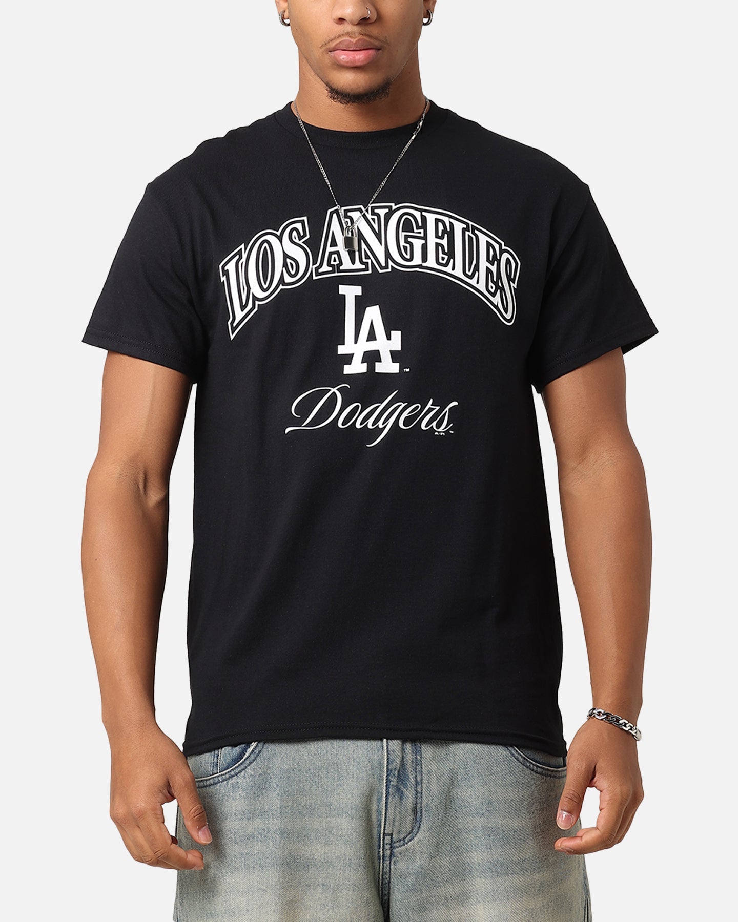 Majestic Athletic Los Angeles Dodgers Blecker Team Arch T-Shirt Black Style001