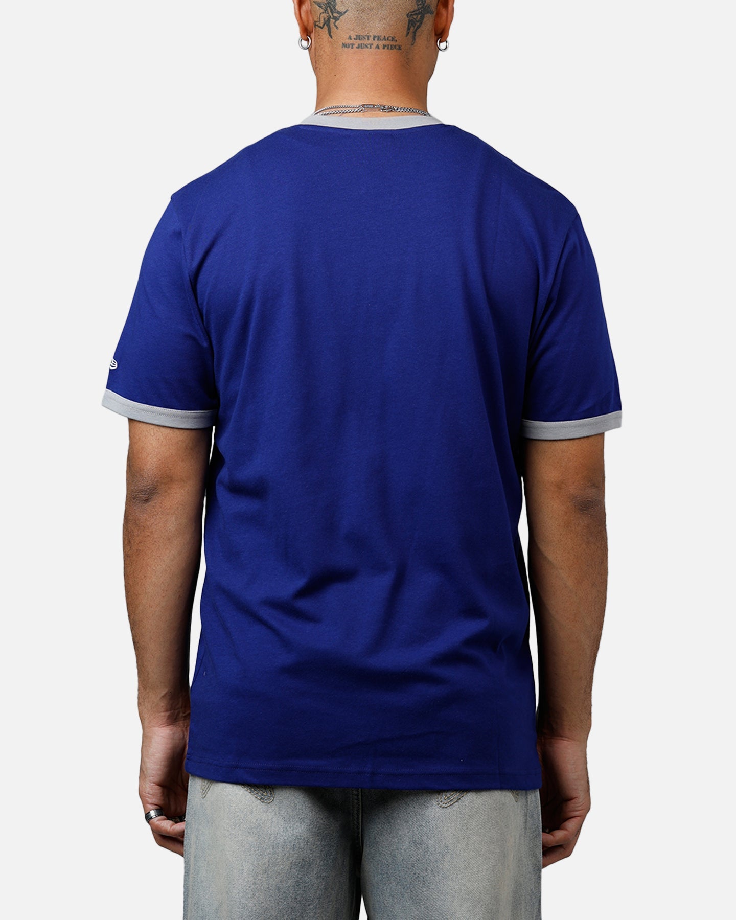 New Era Los Angeles Dodgers Throwback V-Neck T-Shirt Royal Blue