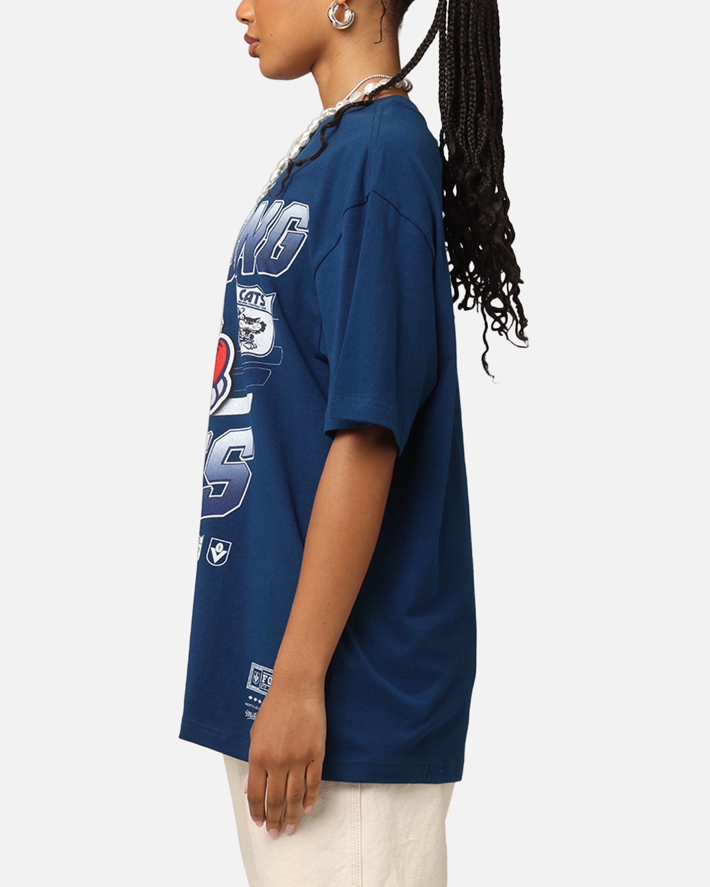 Mitchell & Ness Geelong Cats Mascot Character T-Shirt Blue Style001