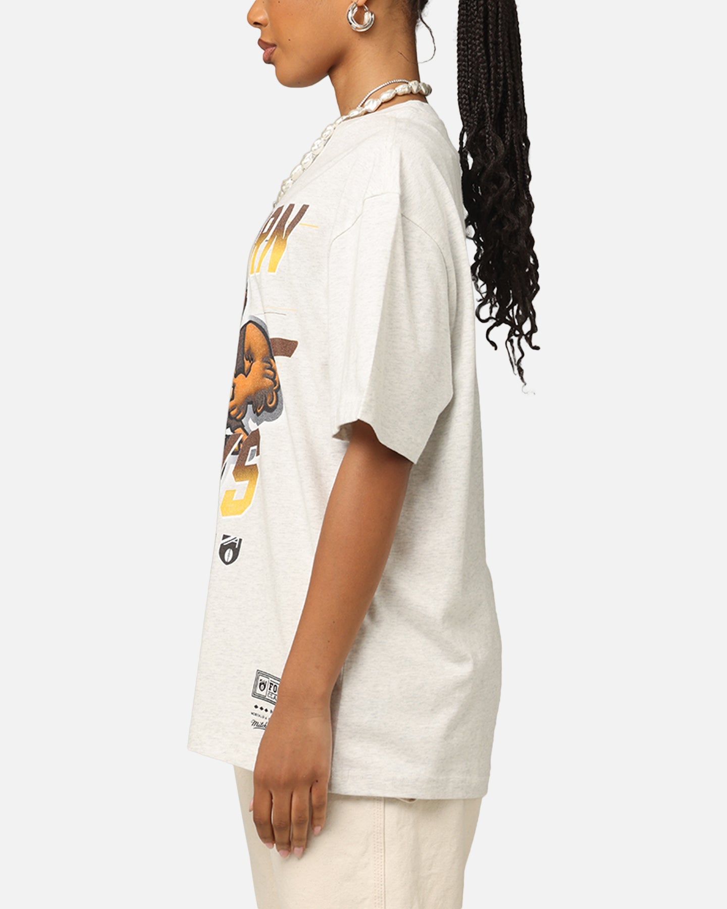 Mitchell & Ness Hawthorn Hawks Mascot Character T-Shirt Silver Marle Style001