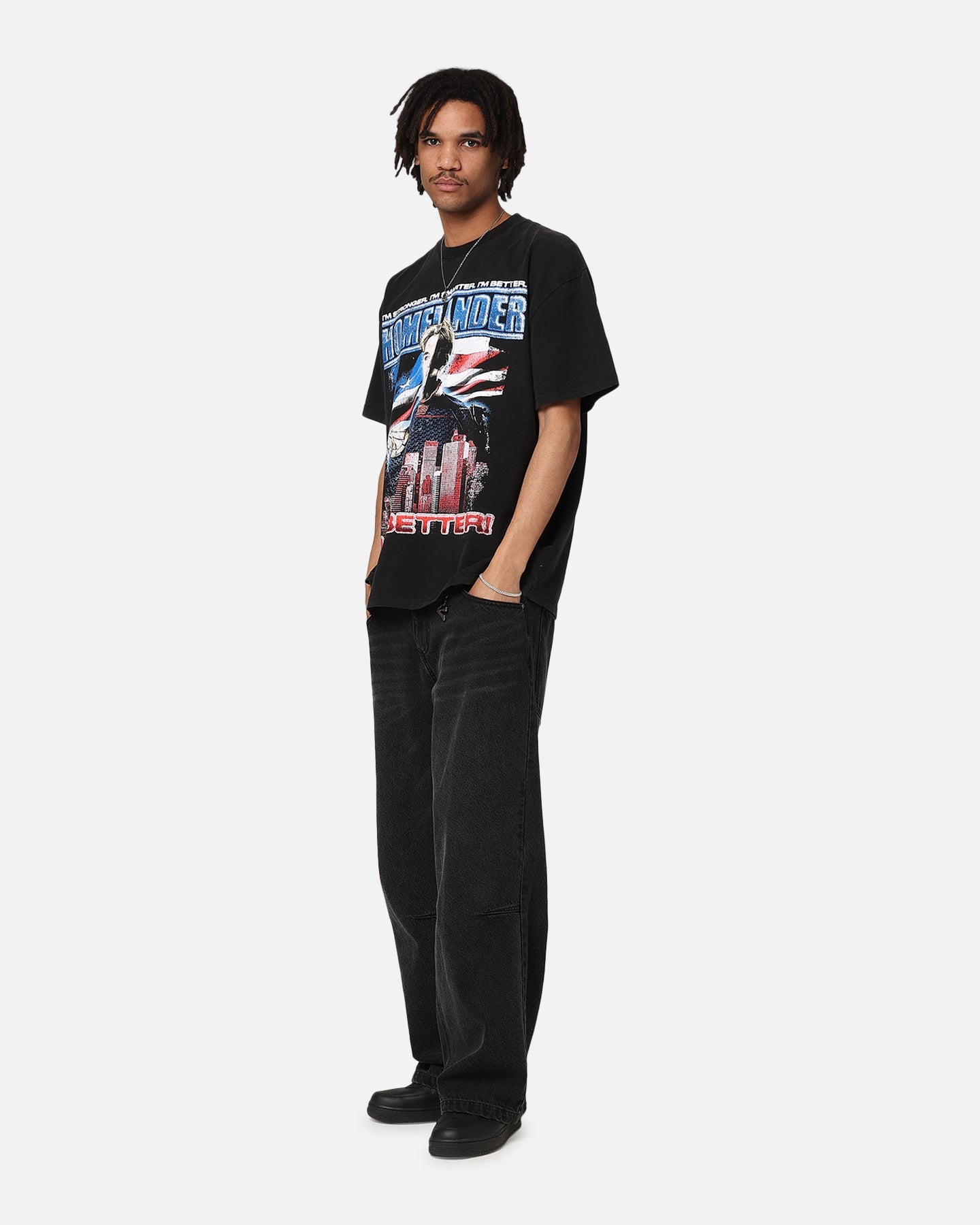 Goat Crew X The Boys Homelander Vintage T-Shirt Black Acidwash