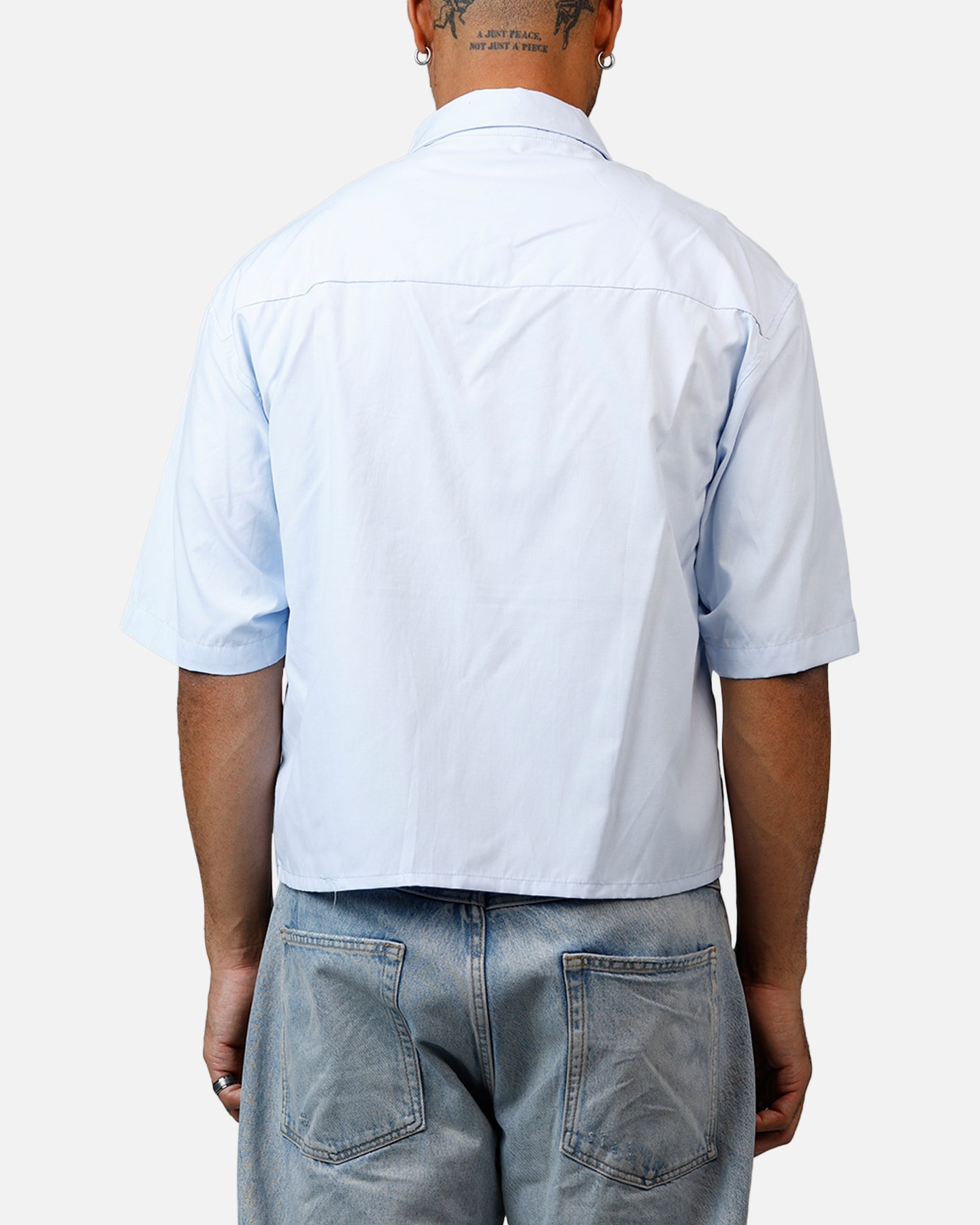 MNML Cropped Short Sleeve Shirt Light Blue Style001