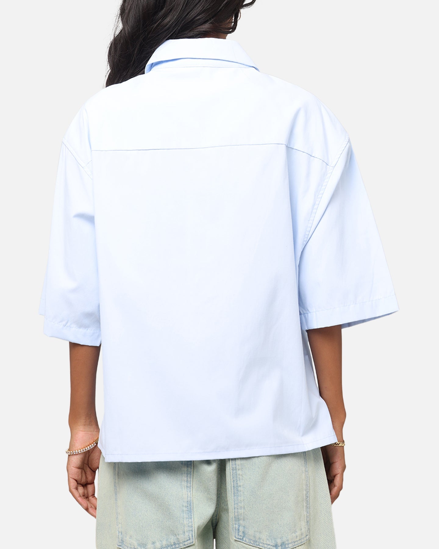 MNML Cropped Short Sleeve Shirt Light Blue Style002