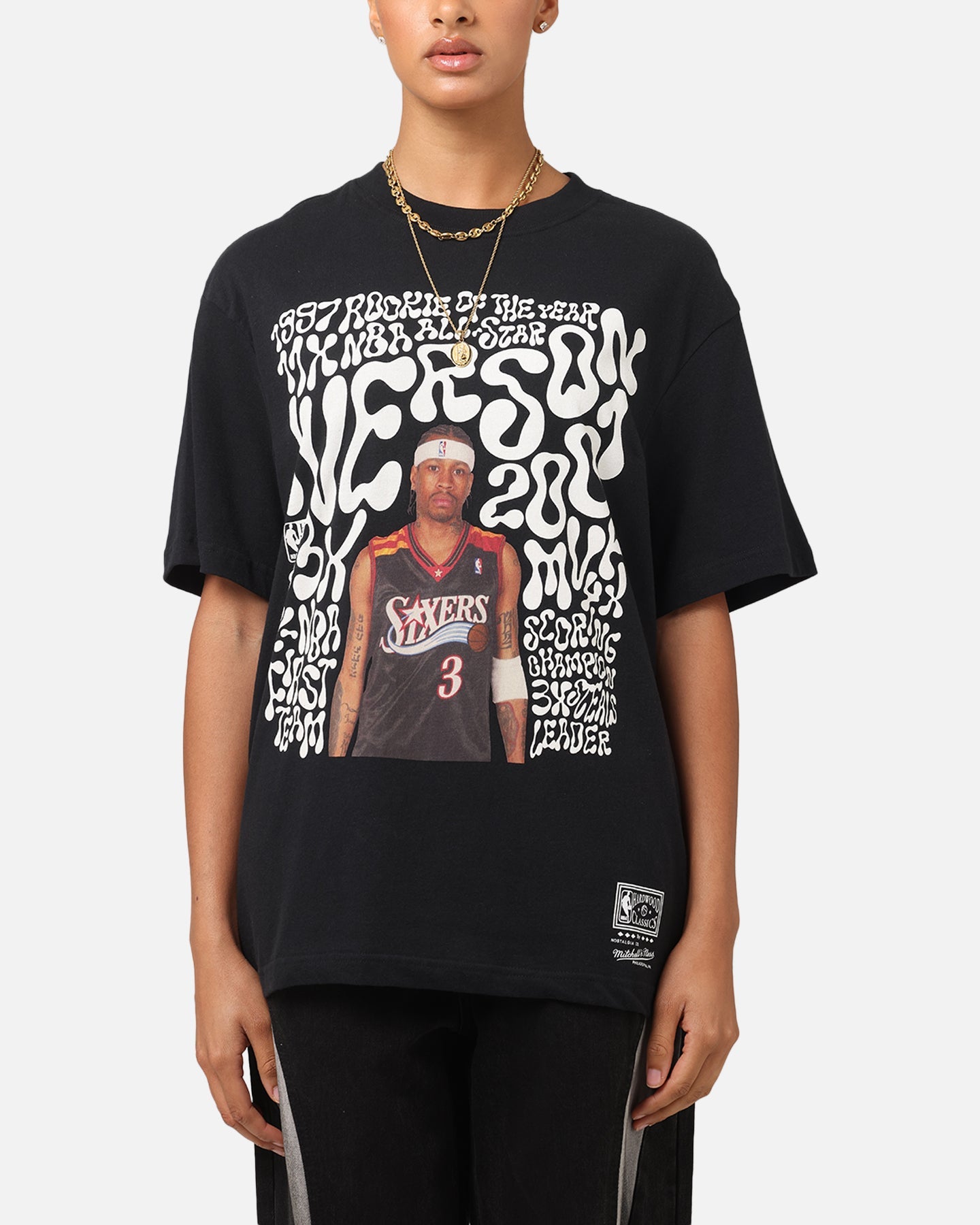 Mitchell & Ness Philadelphia 76ers Allen Iverson Player Abstract T-Shirt Faded Black Style001