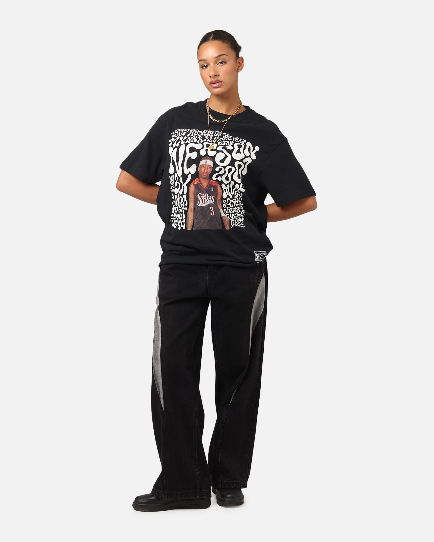Mitchell & Ness Philadelphia 76ers Allen Iverson Player Abstract T-Shirt Faded Black Style001