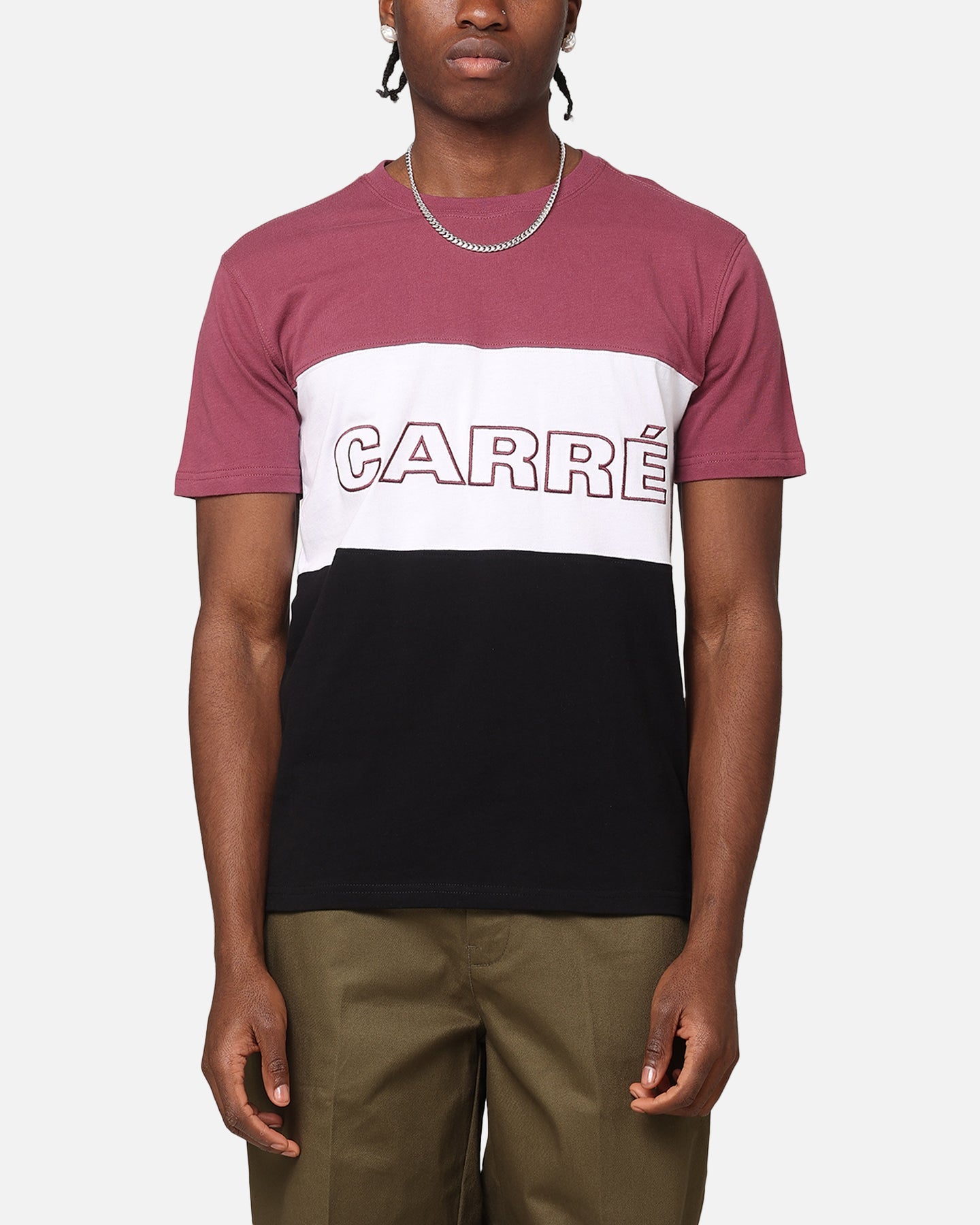 Carre Boost Panel T-Shirt Maroon/White/Black