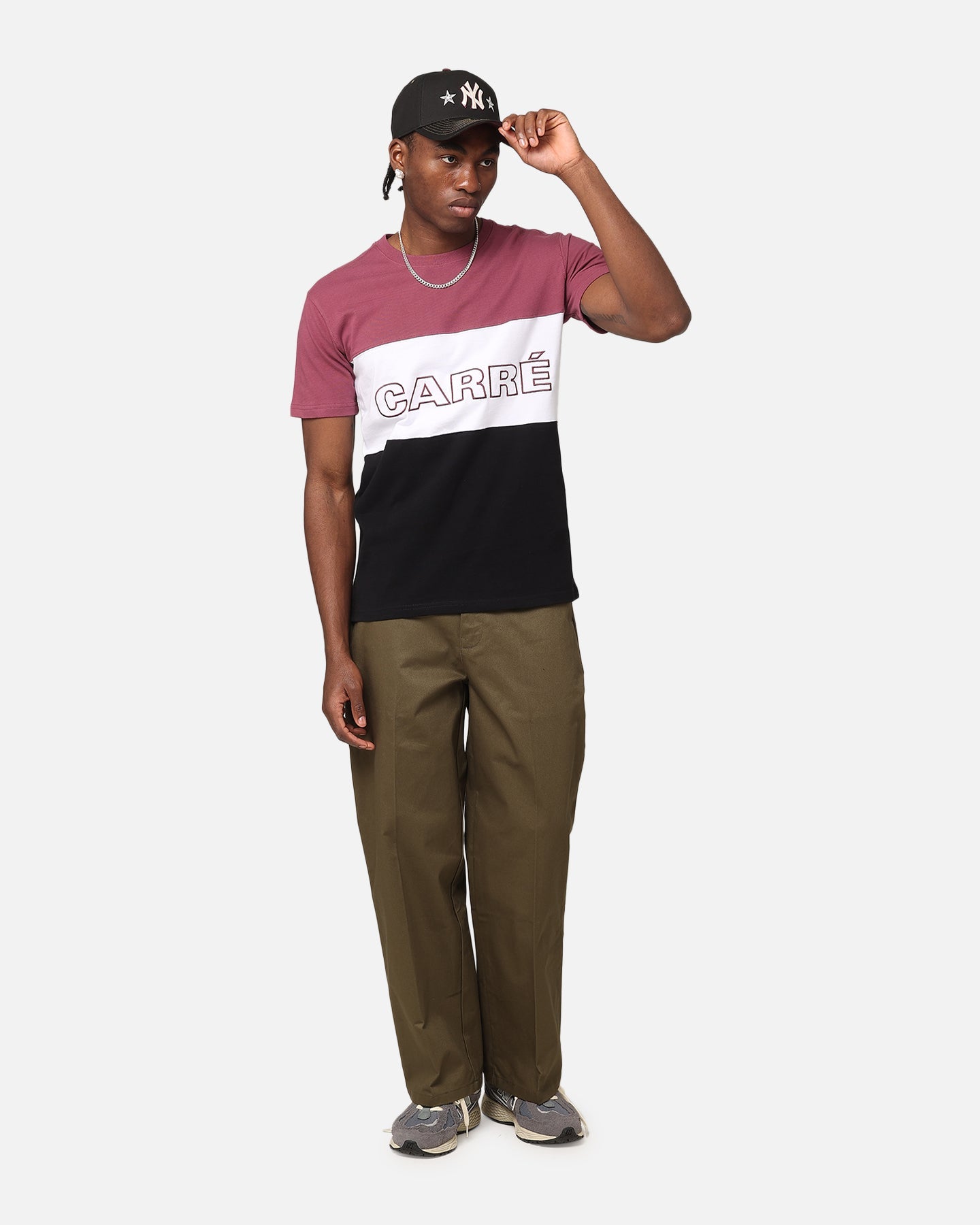 Carre Boost Panel T-Shirt Maroon/White/Black