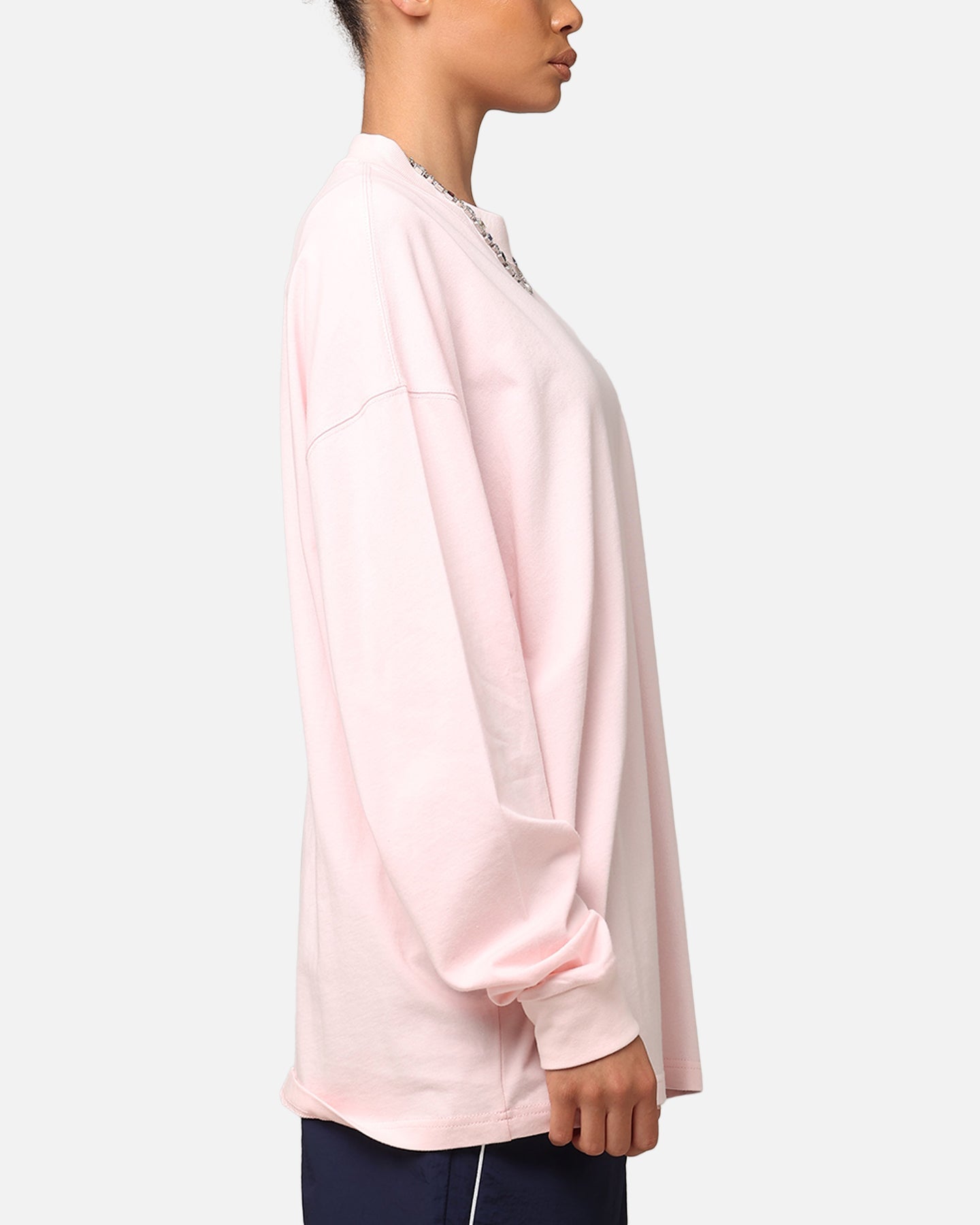 Carre Floral Pocket Oversized Long Sleeve T-Shirt Pink Style001