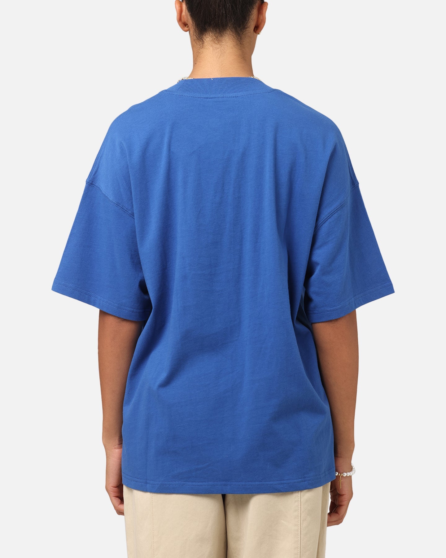 Carre Floral Pocket Oversized T-Shirt Blue Style001