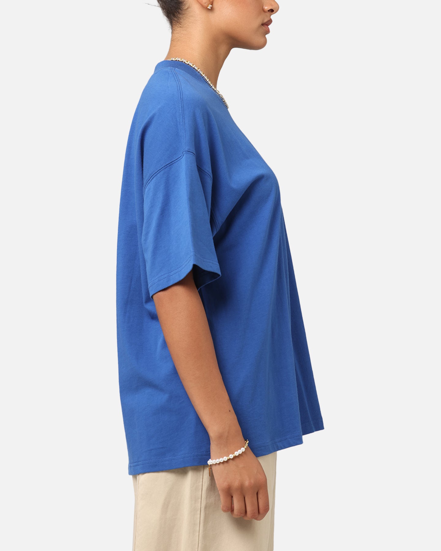 Carre Floral Pocket Oversized T-Shirt Blue Style001