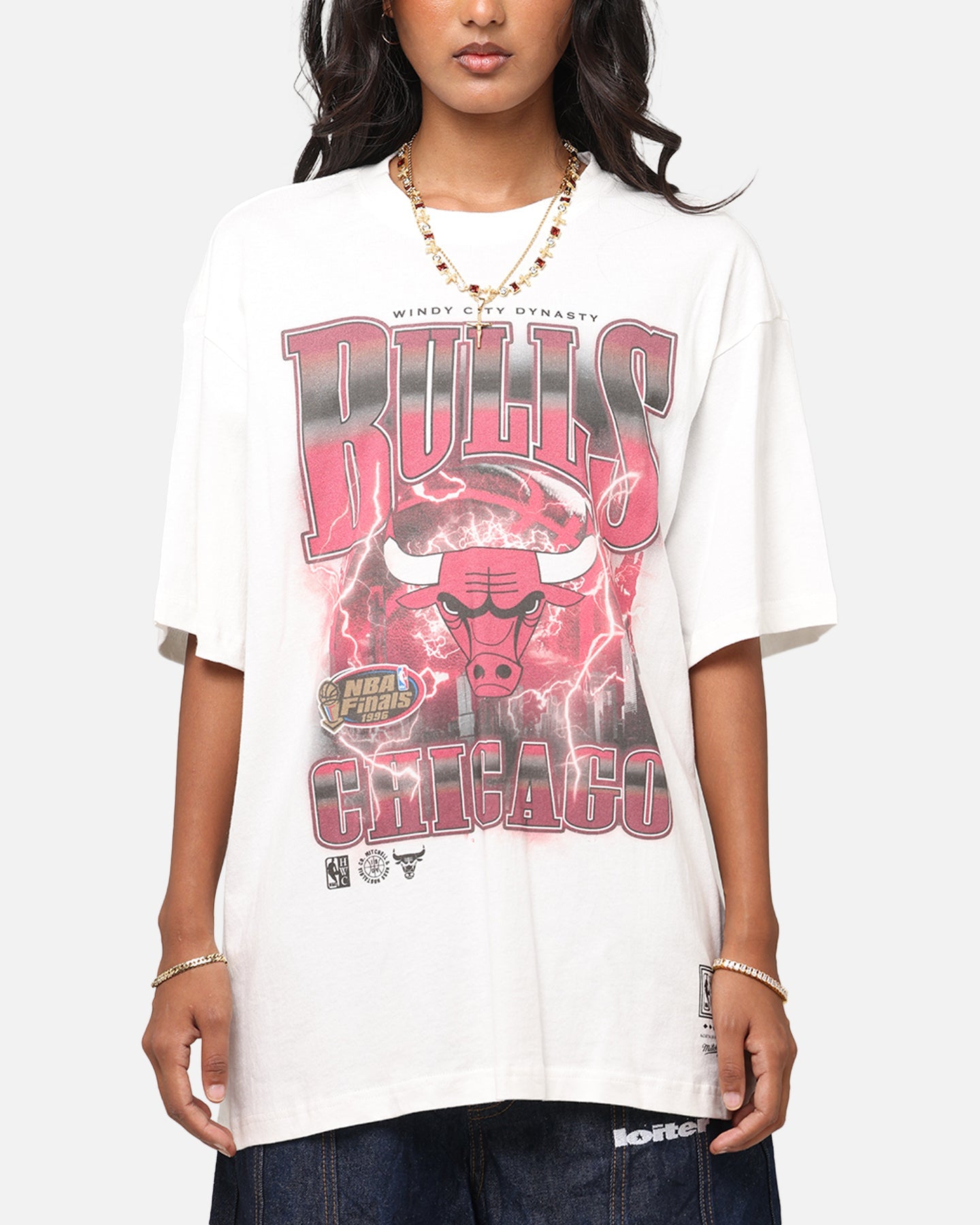 Mitchell & Ness Chicago Bulls City Strike T-Shirt Vintage White Style001