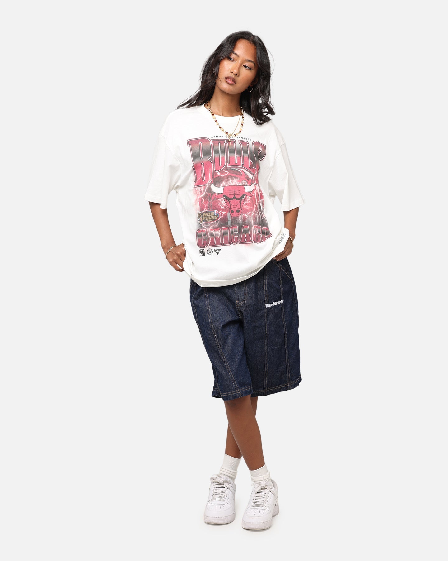 Mitchell & Ness Chicago Bulls City Strike T-Shirt Vintage White Style001