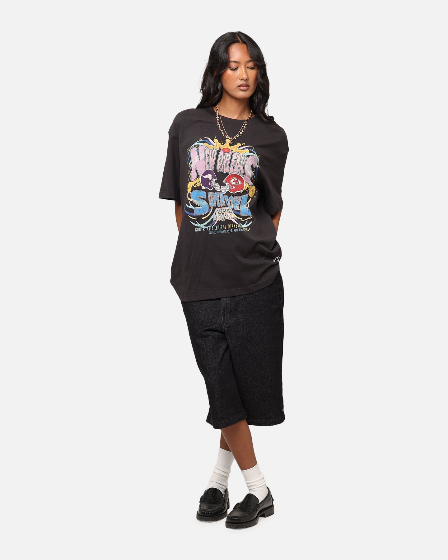Mitchell & Ness New Orleans 1970 Super Bowl IV Match Up T-Shirt Faded Black Style001