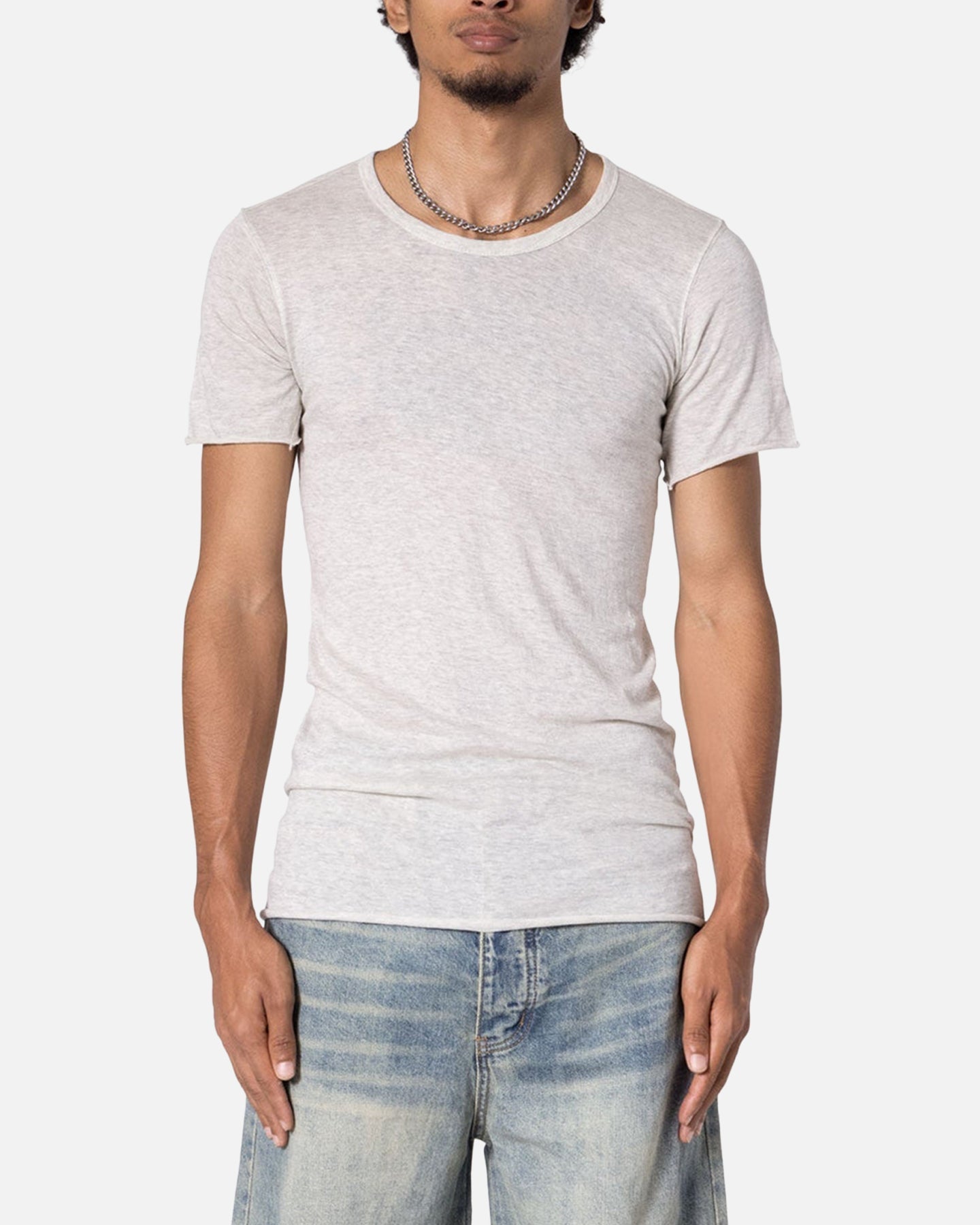 MNML Sheer Knit Bias Cut T-Shirt Grey