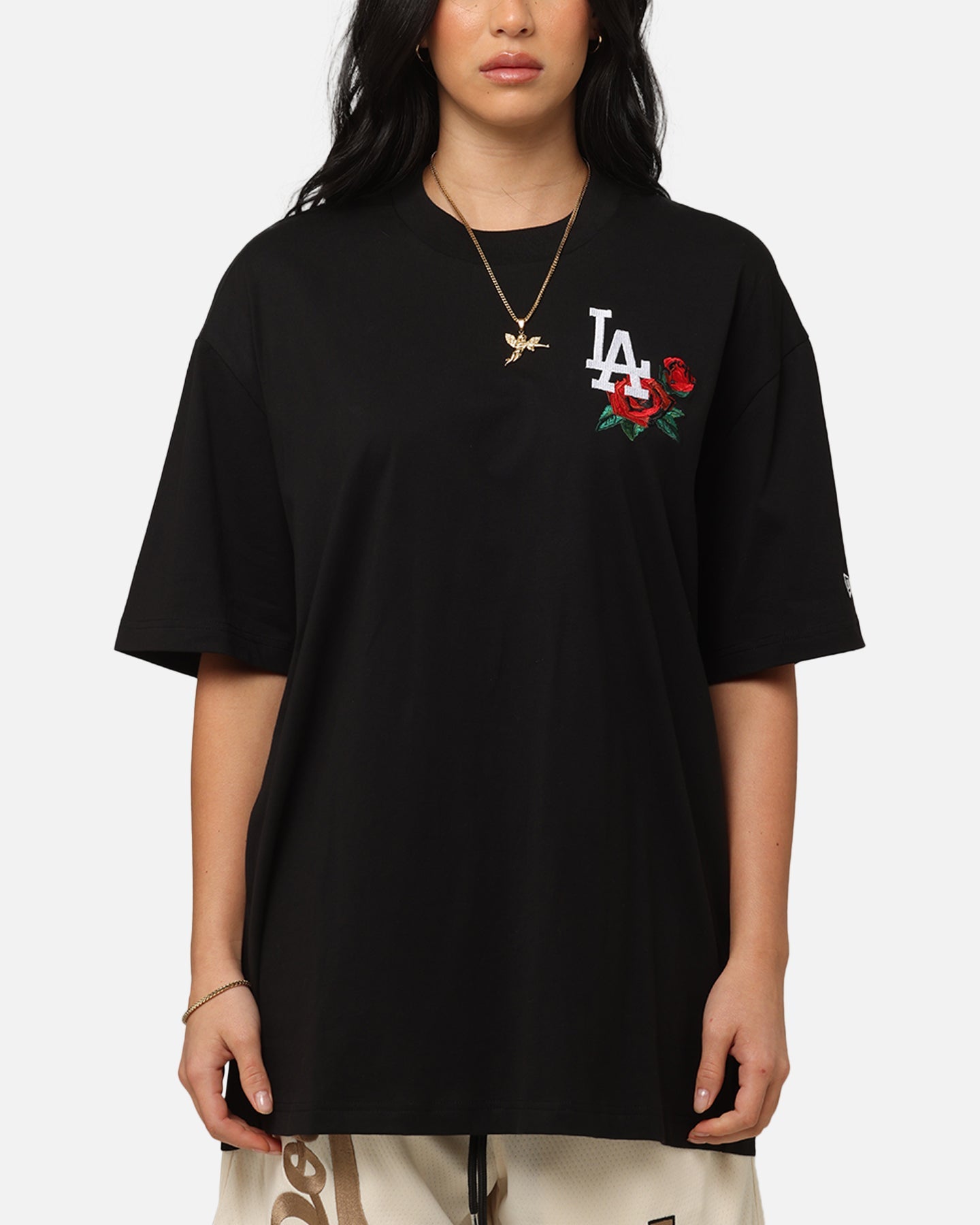 New Era Los Angeles Dodgers Rose Oversized T-Shirt Black Style001