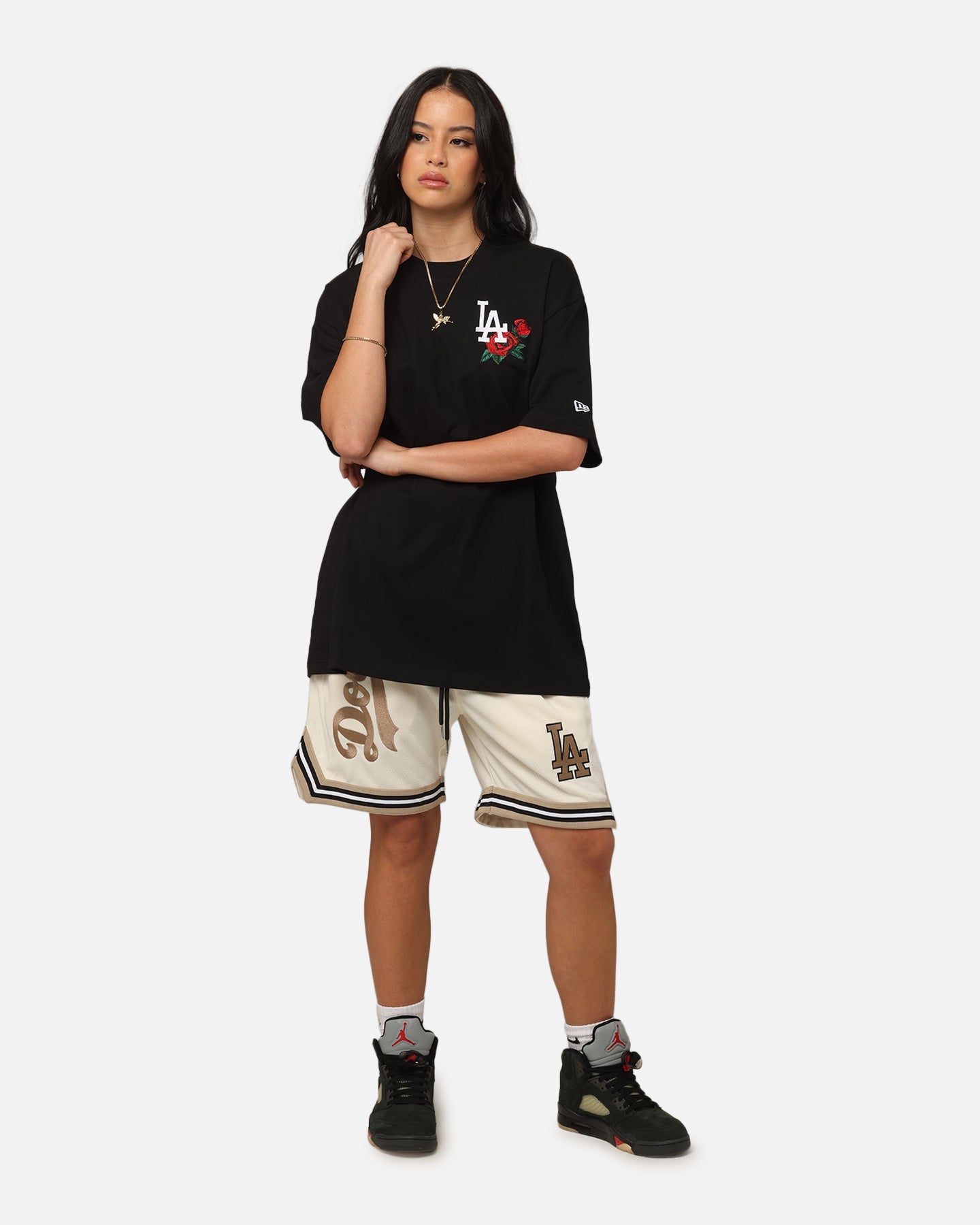 New Era Los Angeles Dodgers Rose Oversized T-Shirt Black Style001
