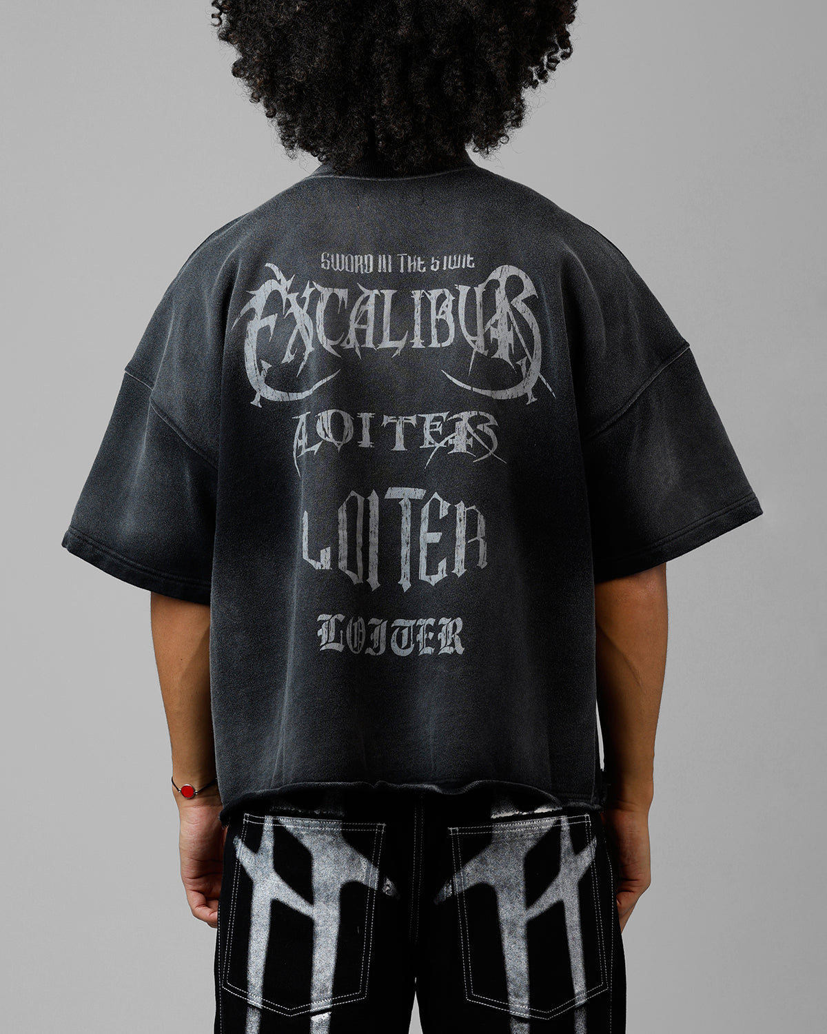 Loiter Excalibur Sword Distressed T-Shirt Washed Black