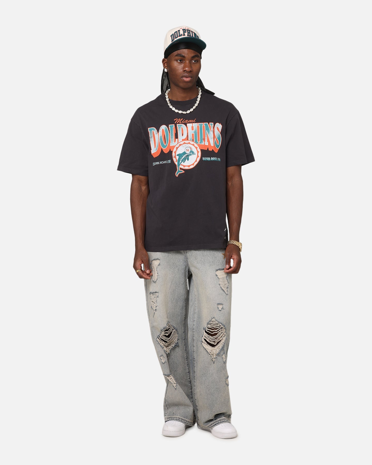 Mitchell & Ness Miami Dolphins Arch T-Shirt Faded Black