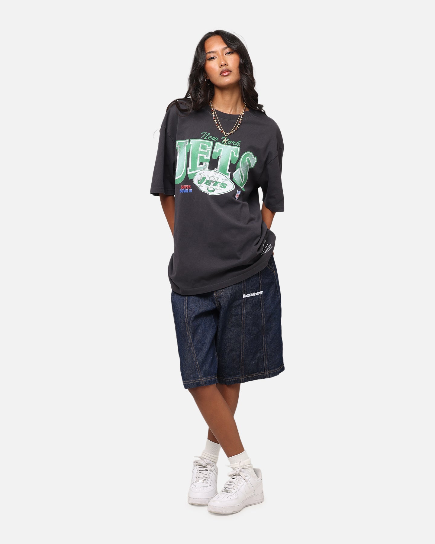 Mitchell & Ness New York Jets Arch T-Shirt Faded Black Style001