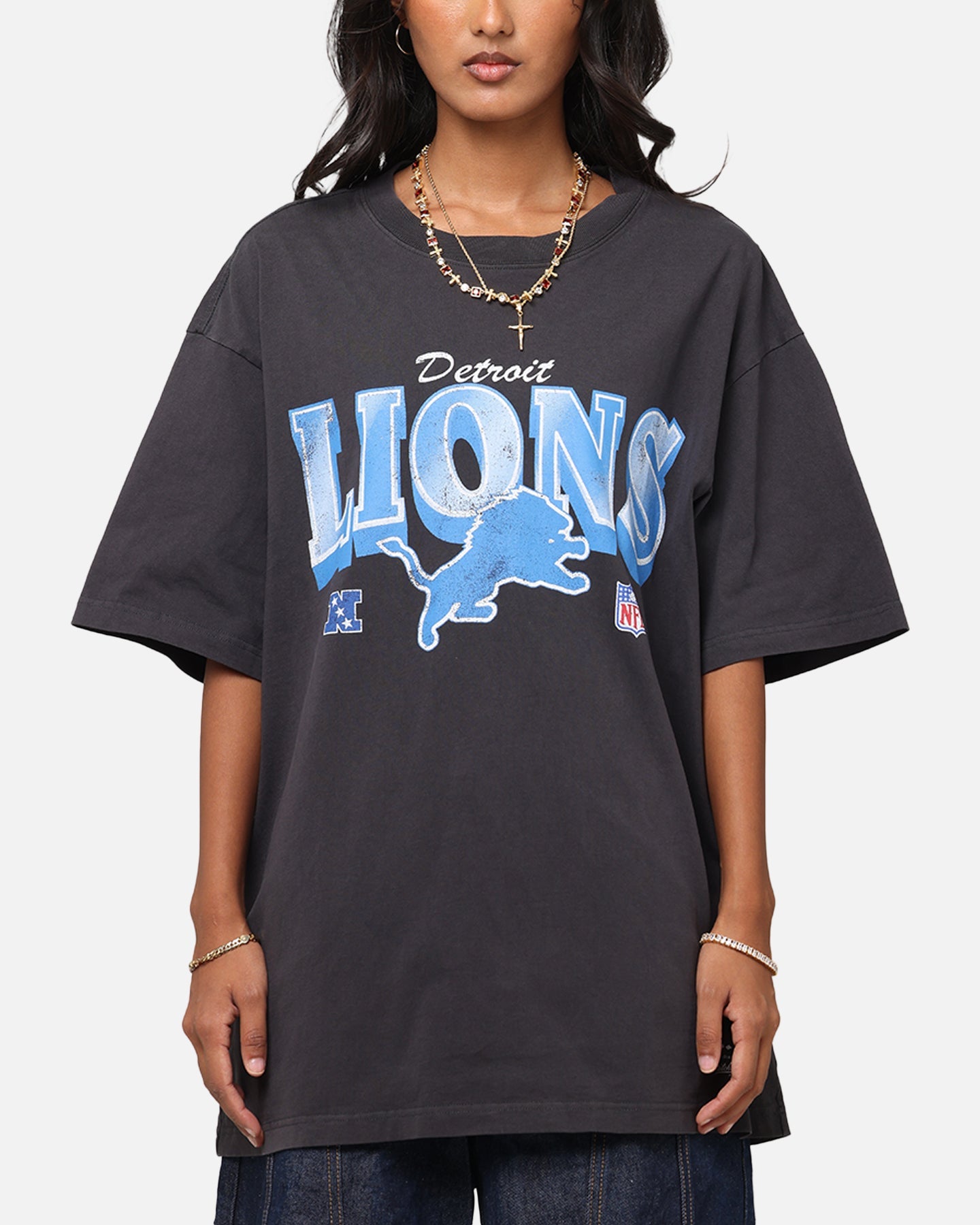 Mitchell & Ness Detroit Lions Arch T-Shirt Faded Black Style001