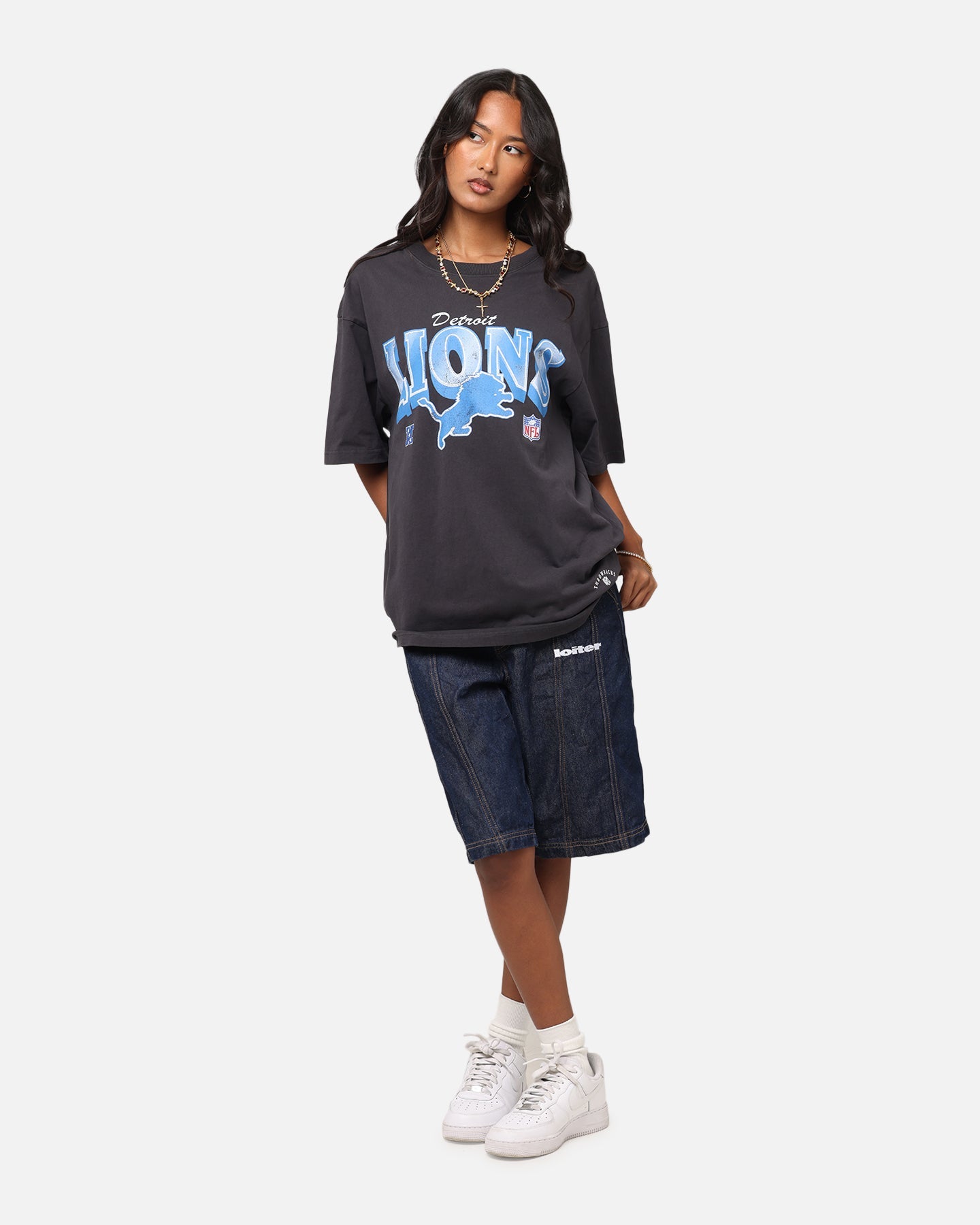 Mitchell & Ness Detroit Lions Arch T-Shirt Faded Black Style001