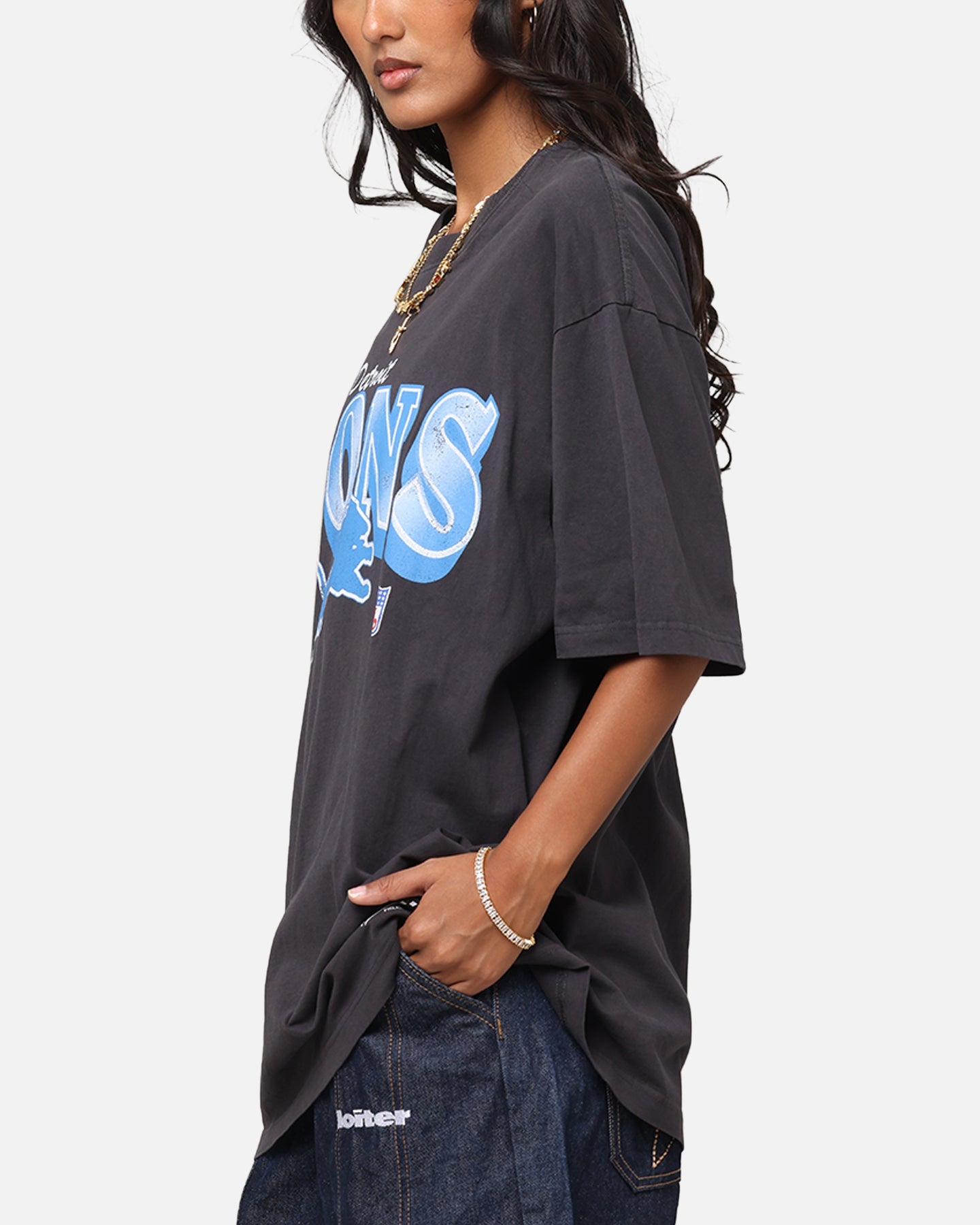 Mitchell & Ness Detroit Lions Arch T-Shirt Faded Black Style001