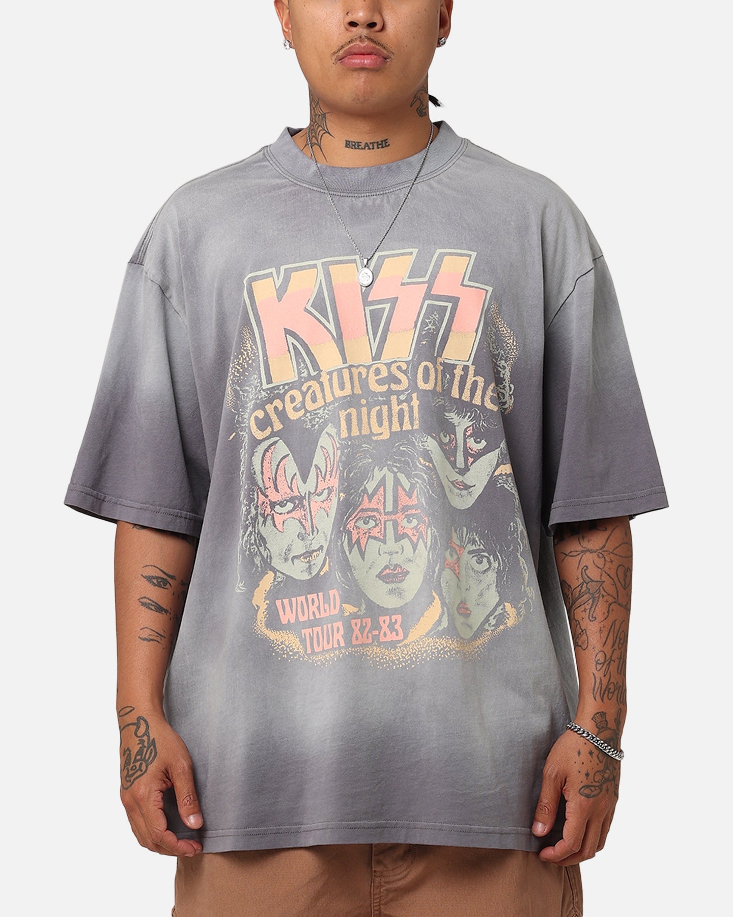 Kiss Creatures Of The Night T-Shirt Washed Grey