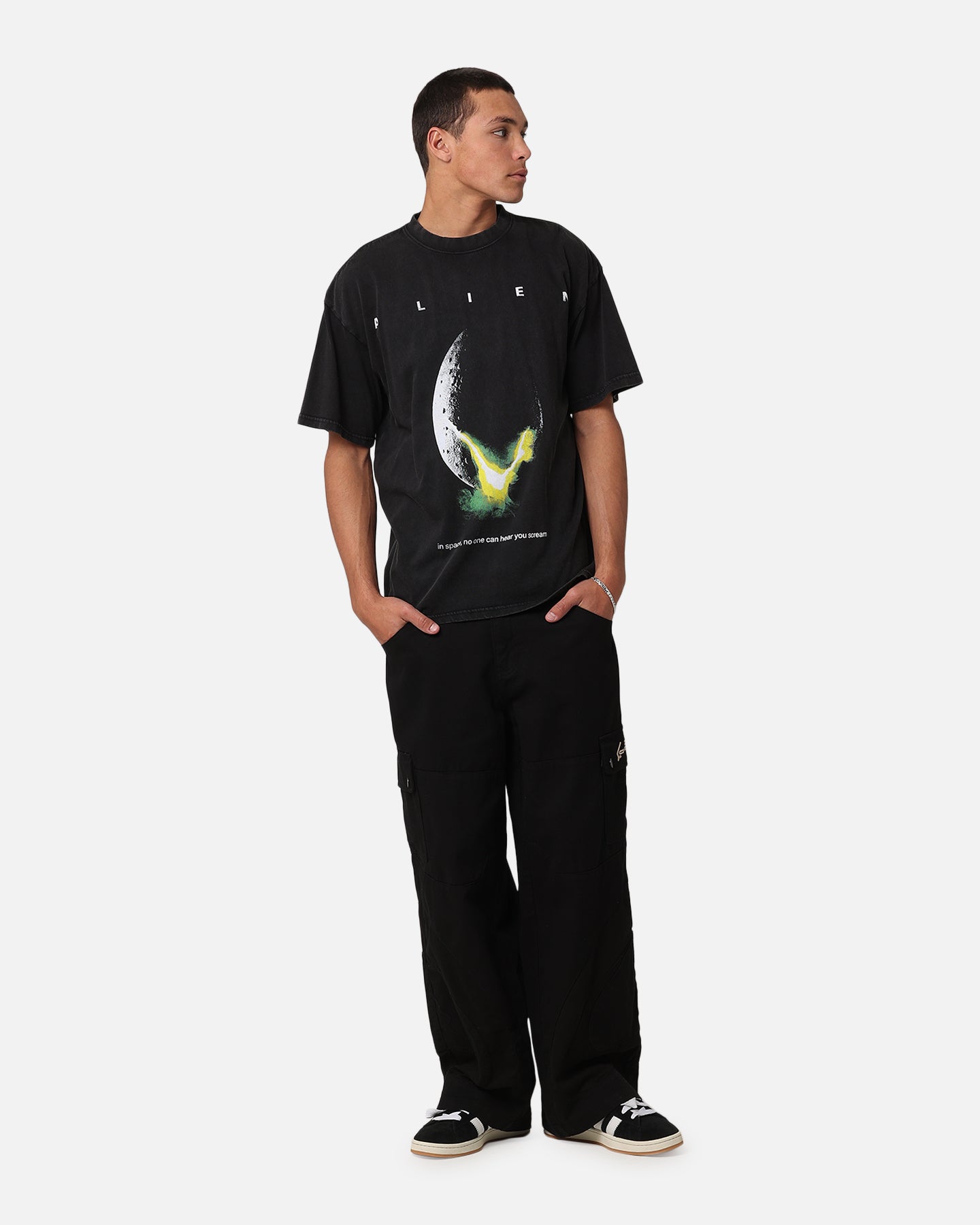 Goat Crew Alien Classic Vintage T-Shirt Black Acidwash