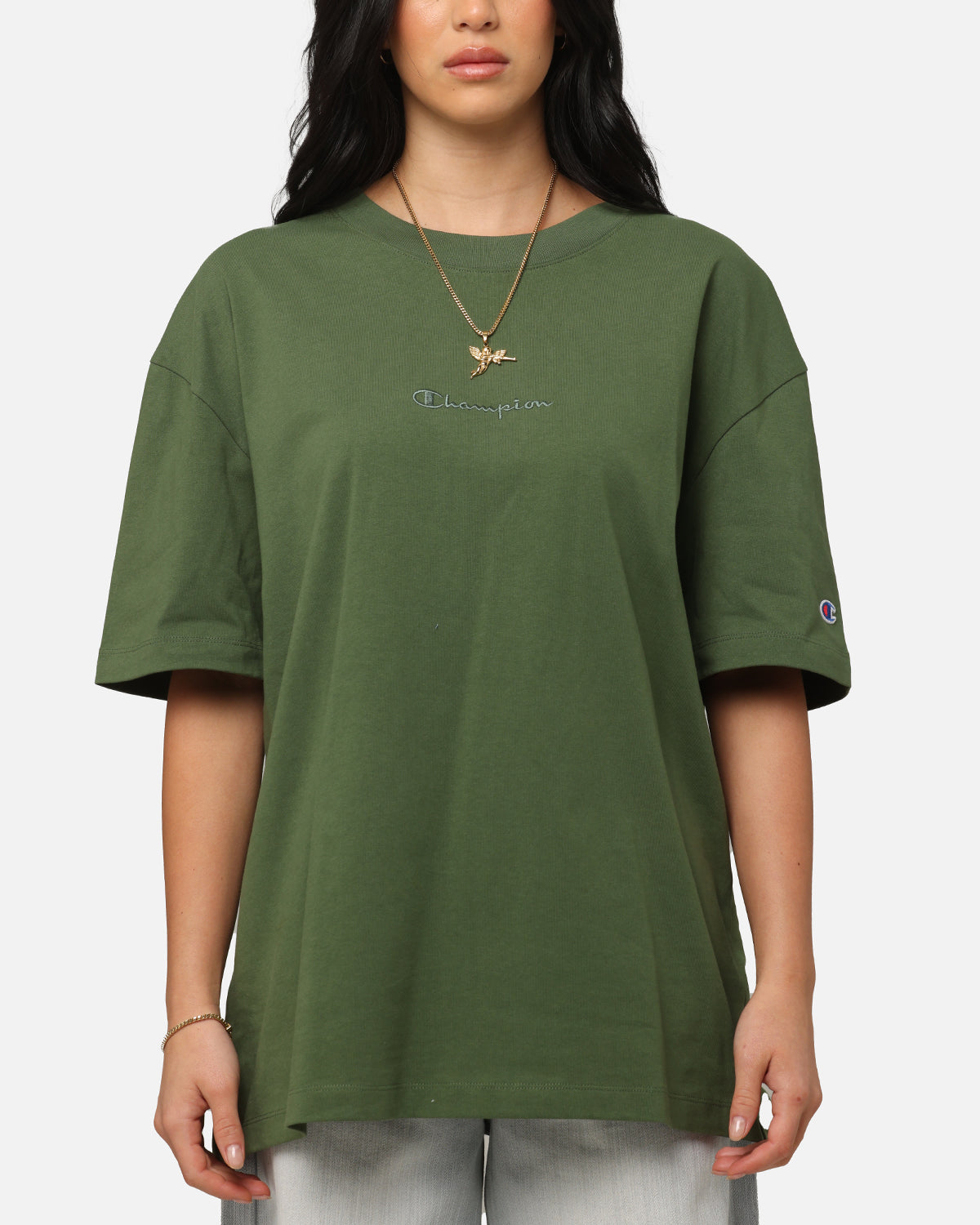Champion Heritage New Script T-Shirt Green Style001