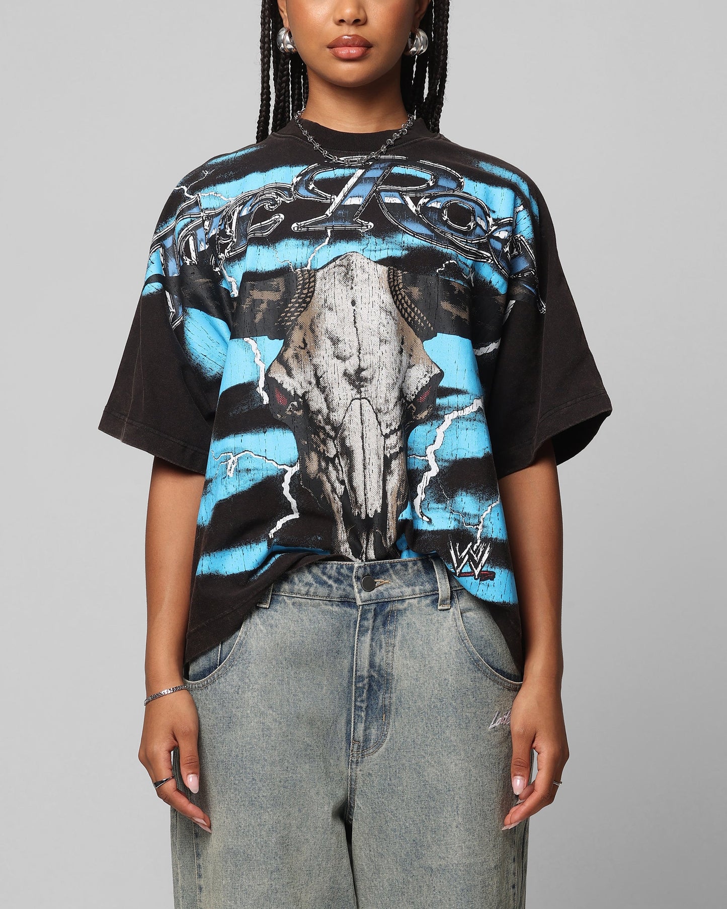 Loiter X WWE The Rock Vintage T-Shirt Vintage Black Style001
