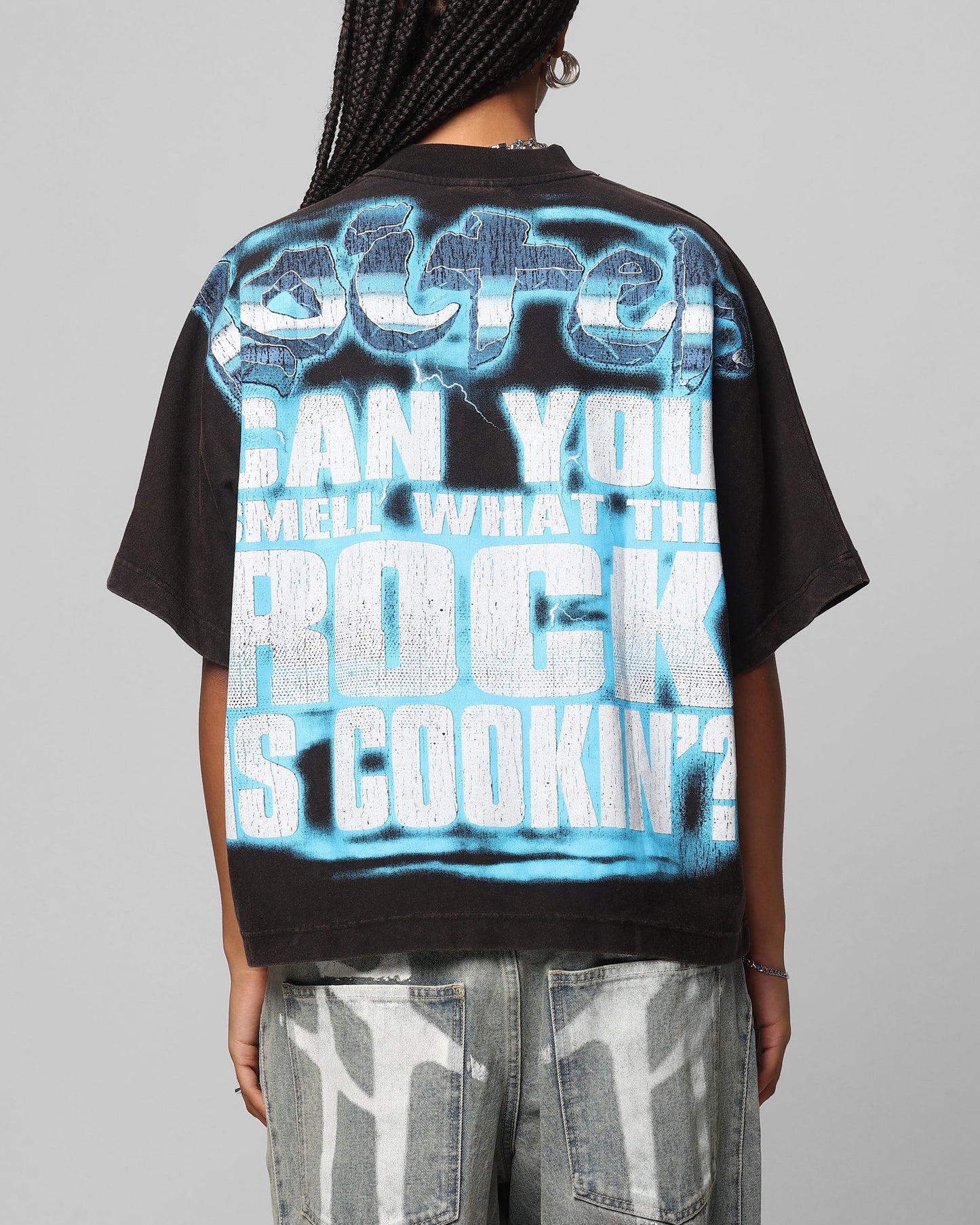 Loiter X WWE The Rock Vintage T-Shirt Vintage Black Style001