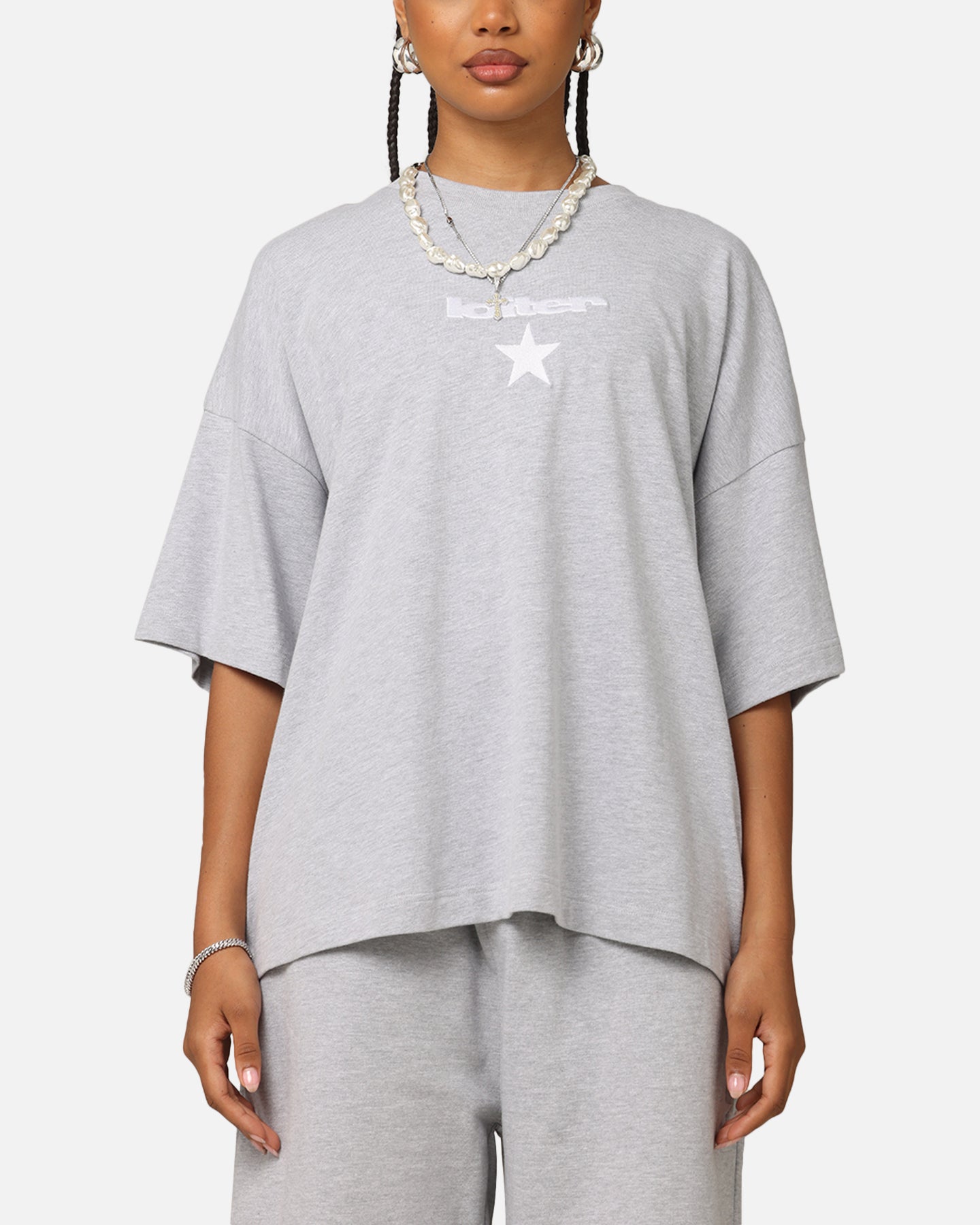 Loiter Premium Essentials Boxy T-Shirt Grey Marle Style001