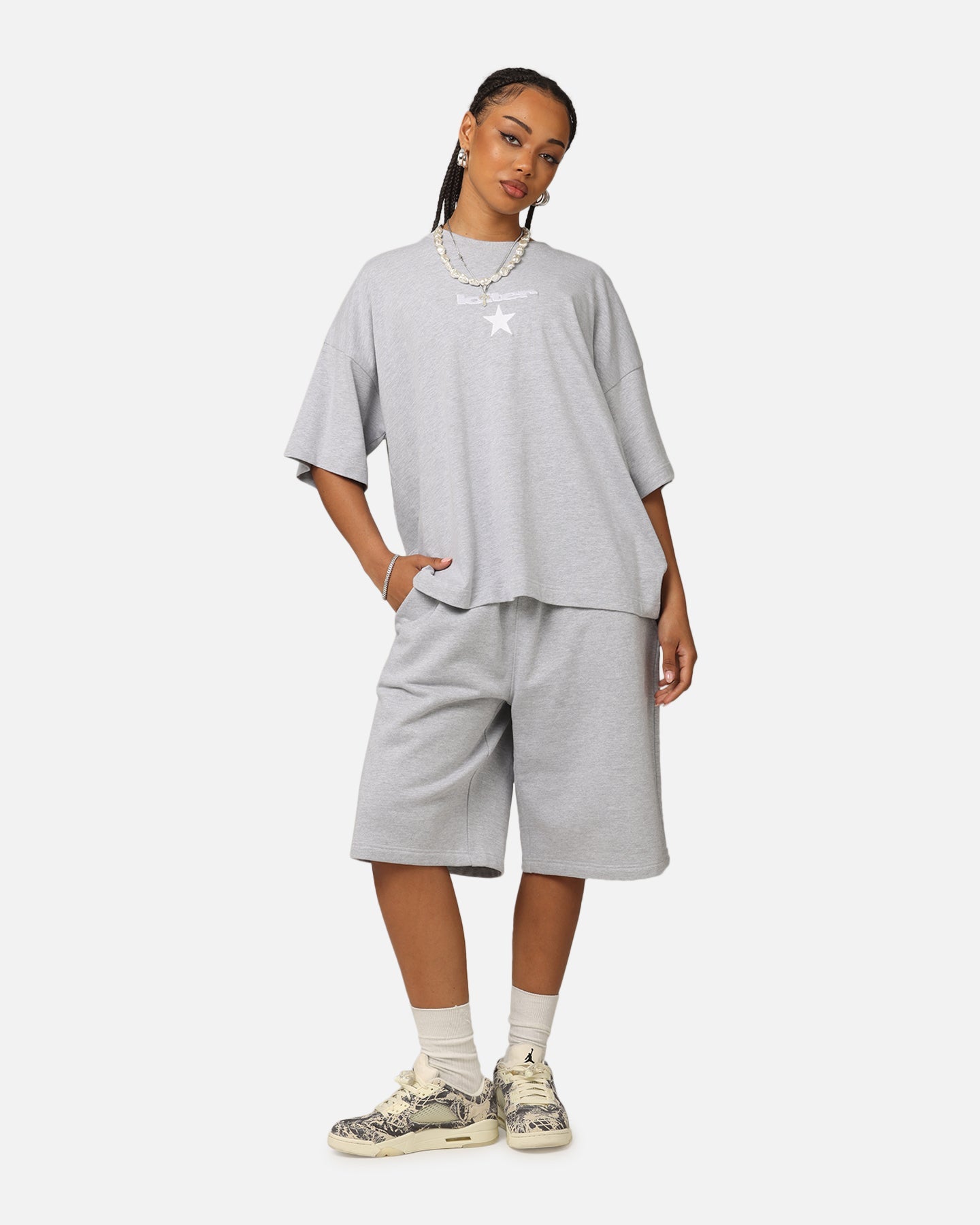 Loiter Premium Essentials Boxy T-Shirt Grey Marle Style001