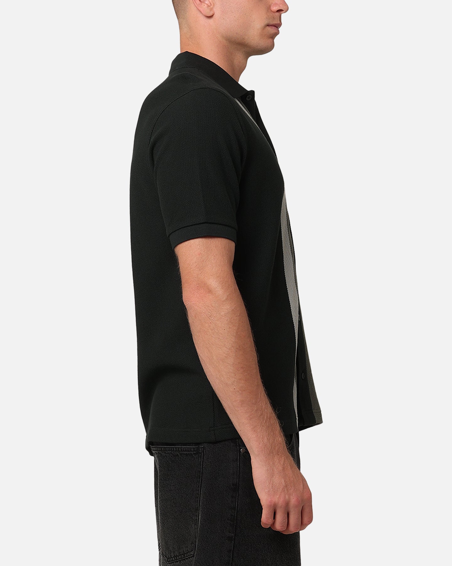 Fred Perry Panelled Button Through Polo Shirt Green