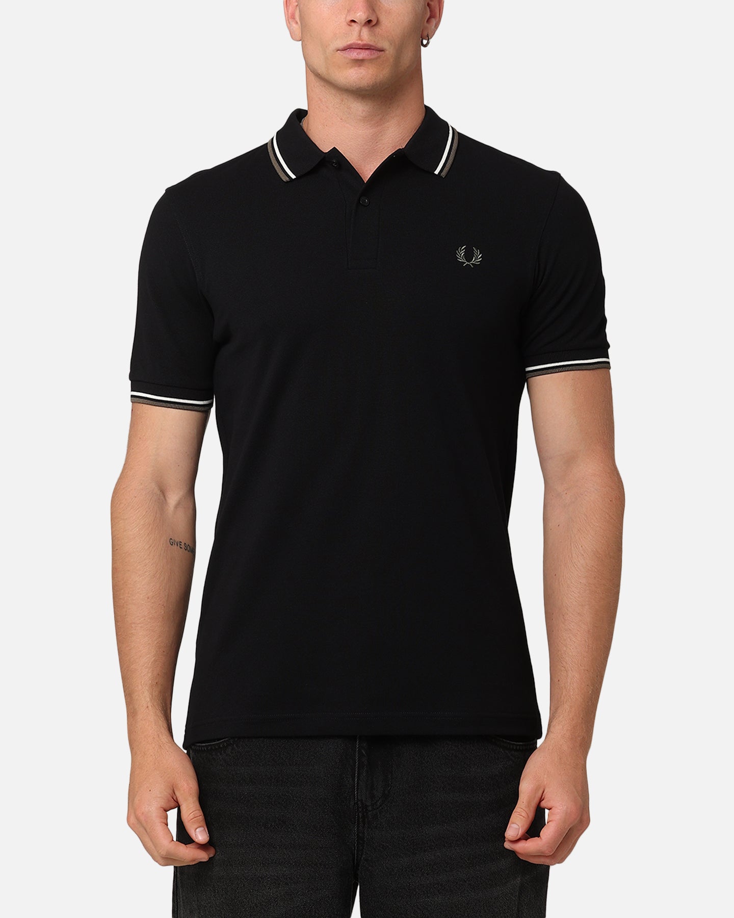Fred Perry Twin Tipped Polo Shirt Black/Ecru Style001