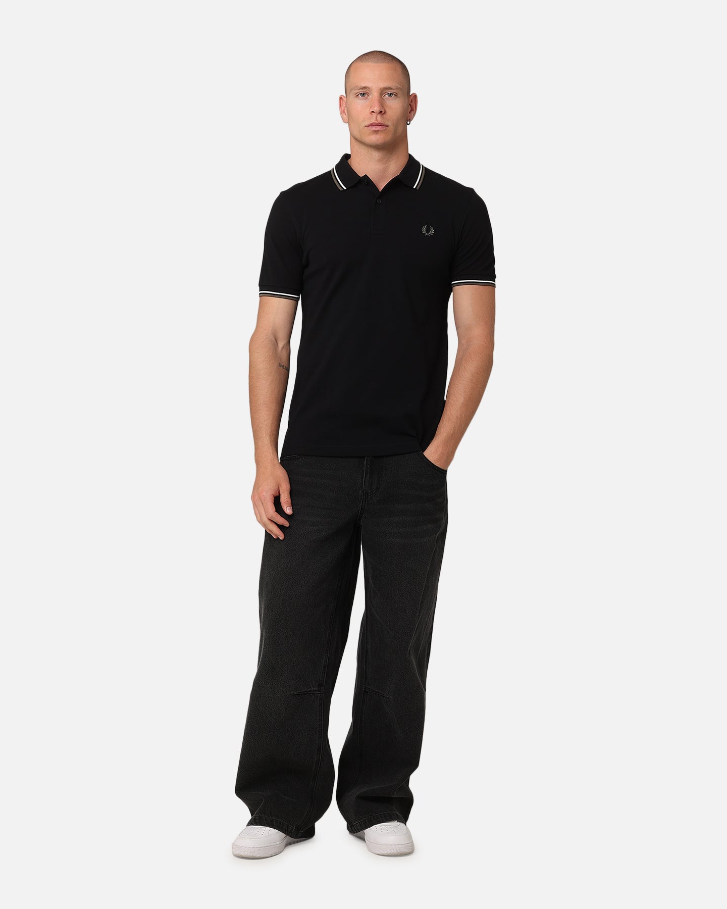 Fred Perry Twin Tipped Polo Shirt Black/Ecru Style001