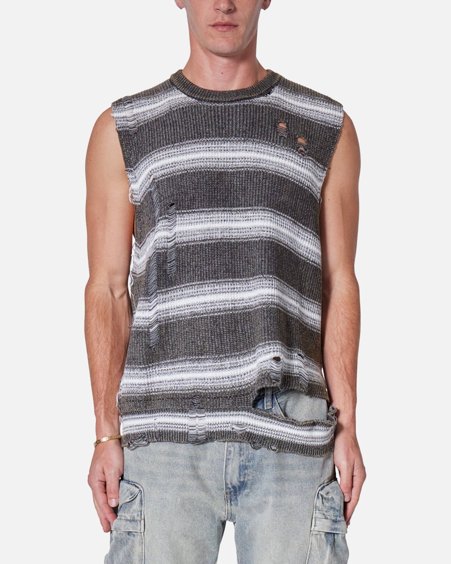 MNML Destroyed Pullover Shirt Black/White
